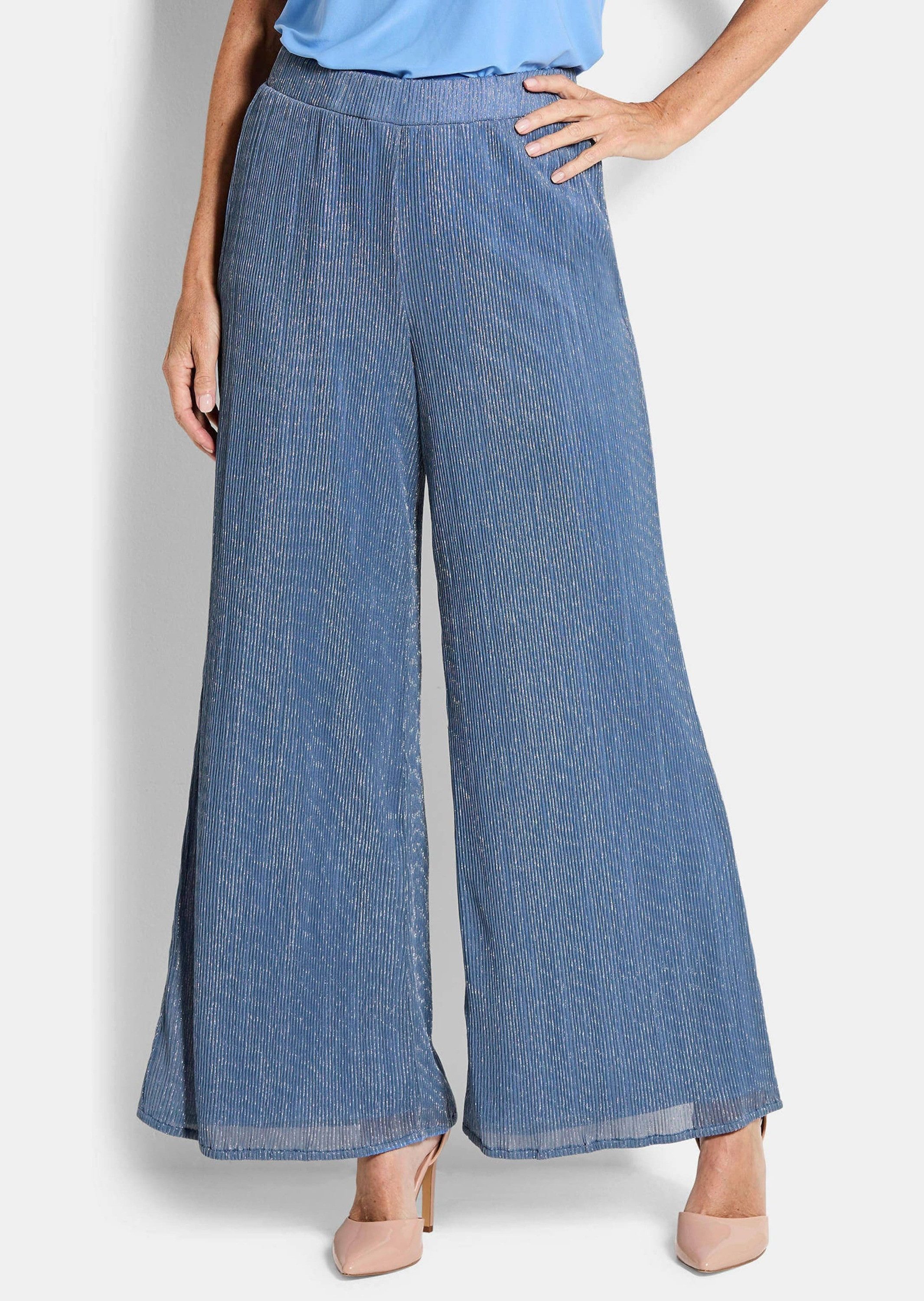 GOLDNER Schlupfhose Schlupfhose mit Glanzeffekt Glanzhose mit Rundum-Dehnbund, weitem Beinverlauf und Knöchellänge