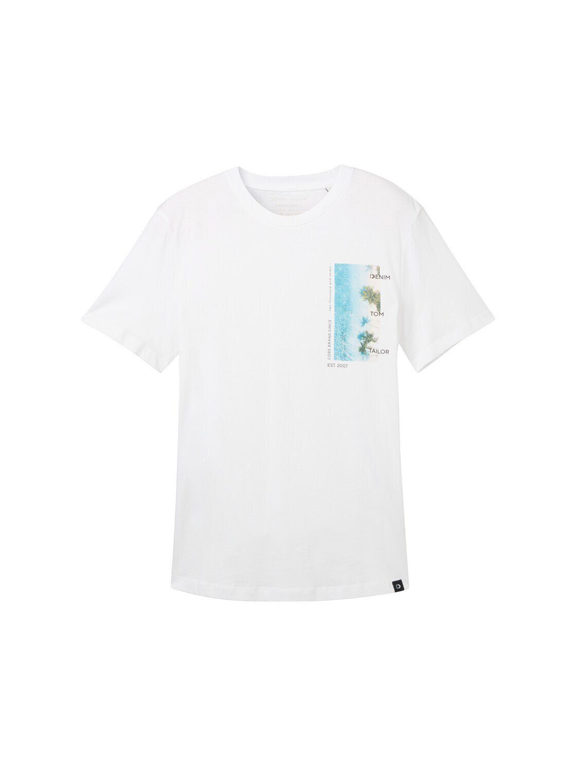 TOM TAILOR White Bio-Baumwolle Denim T-Shirt mit T-Shirt
