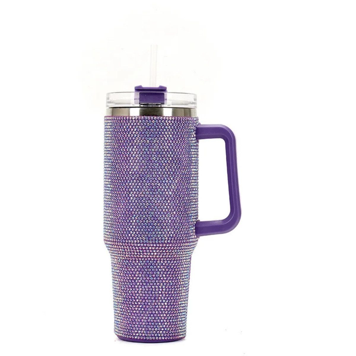 Nagham Ghazal Aswad Coffee-to-go-Becher Diamond Design Thermobecher 40oz Edelstahl Isolierbecher Glitzer, Doppelwandige IsolierungMit Griff, Großes Fassungsvermögen
