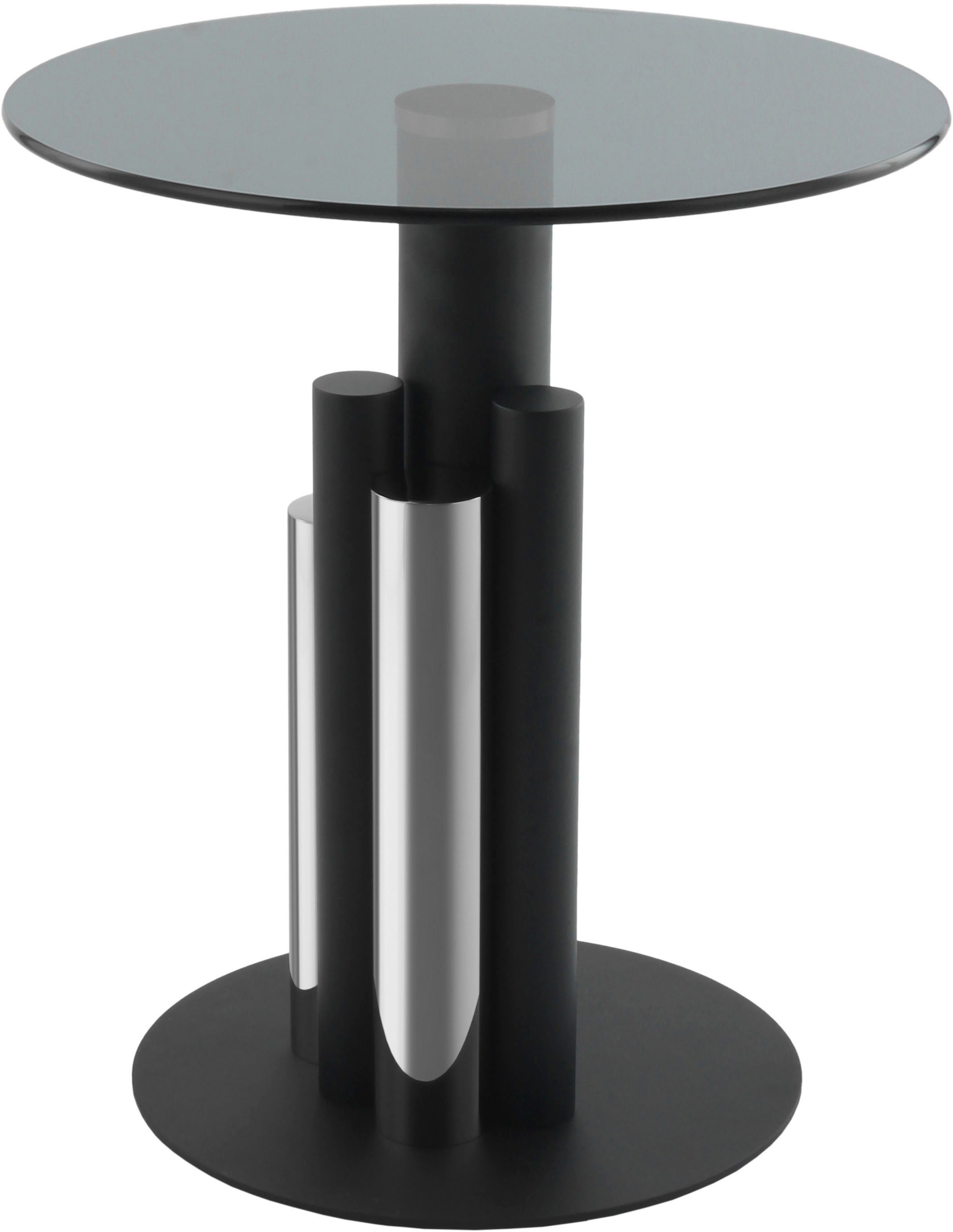 Beistelltisch Ontario 225, Runde Glasplatte aus Sicherheitsglas, 100% Edelstahl