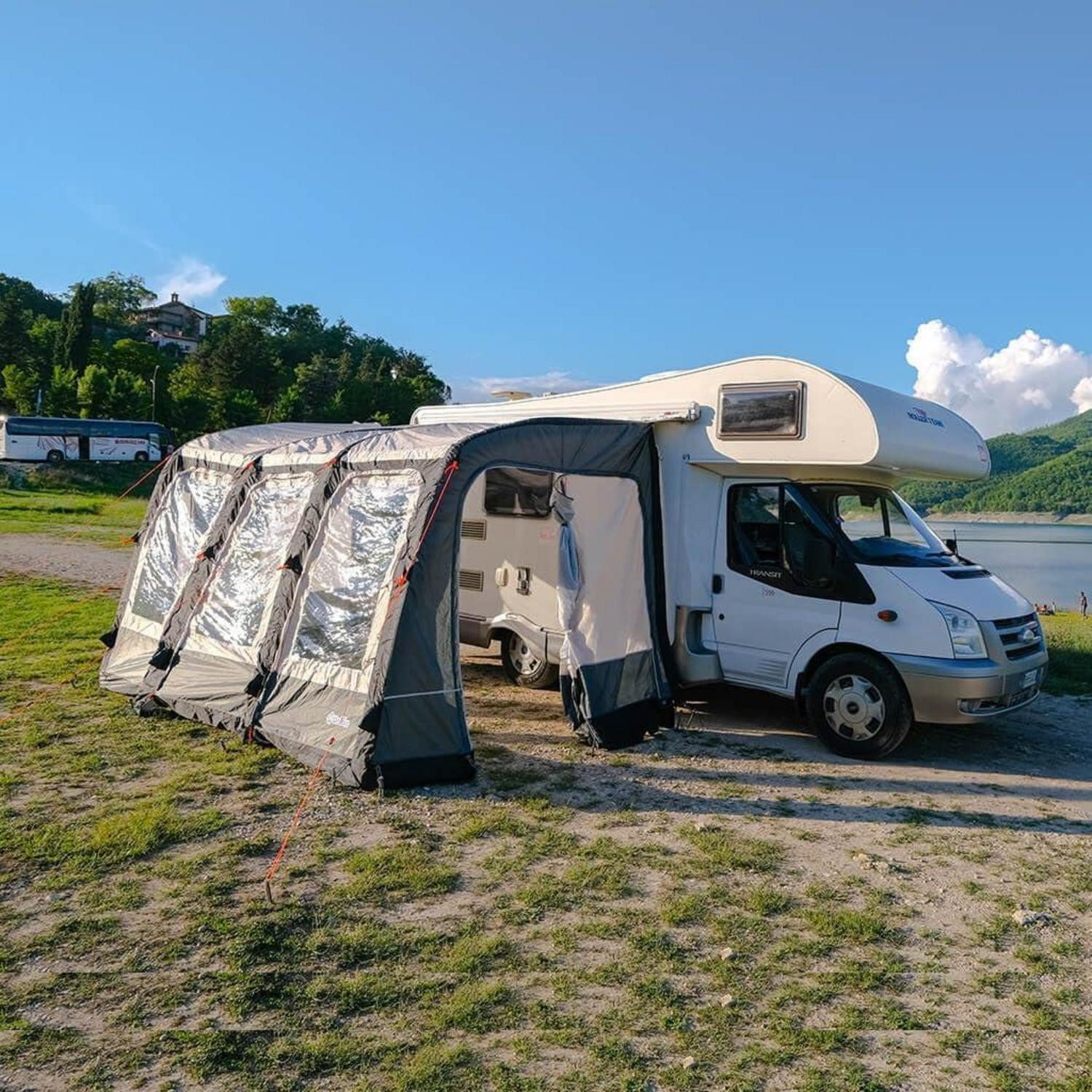 LuxusKollektion Rundbogenvordach Aufblasbares Vorzelt für Wohnwagen Wohnmobil 390cm flexibel