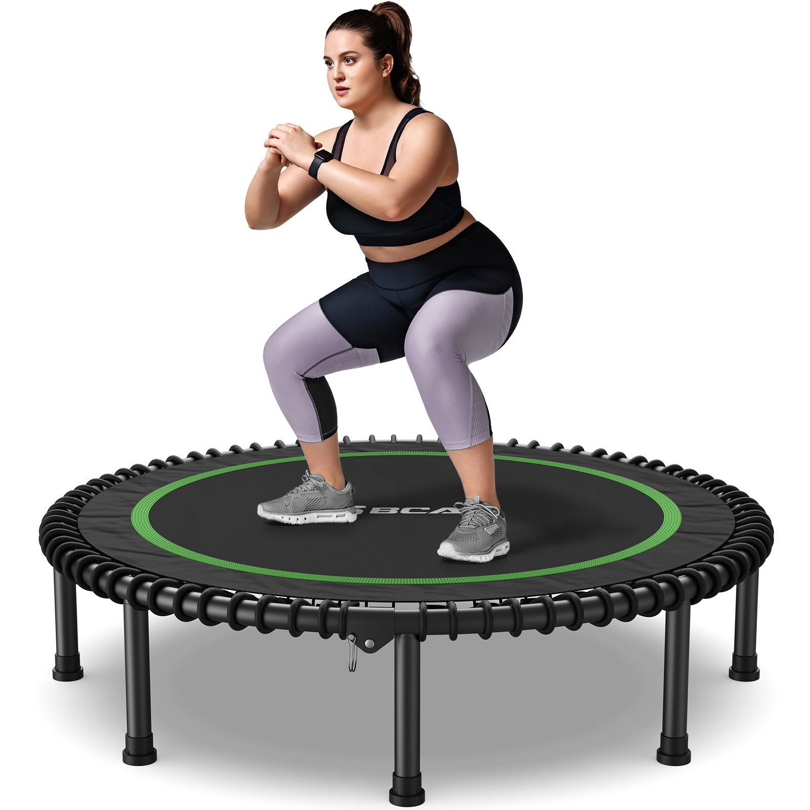 BCAN Fitnesstrampolin Mini-Trampolin, klappbar, leise, Gummiseile, Ø 122 cm, (1 tlg), ohne Griff, schwarz