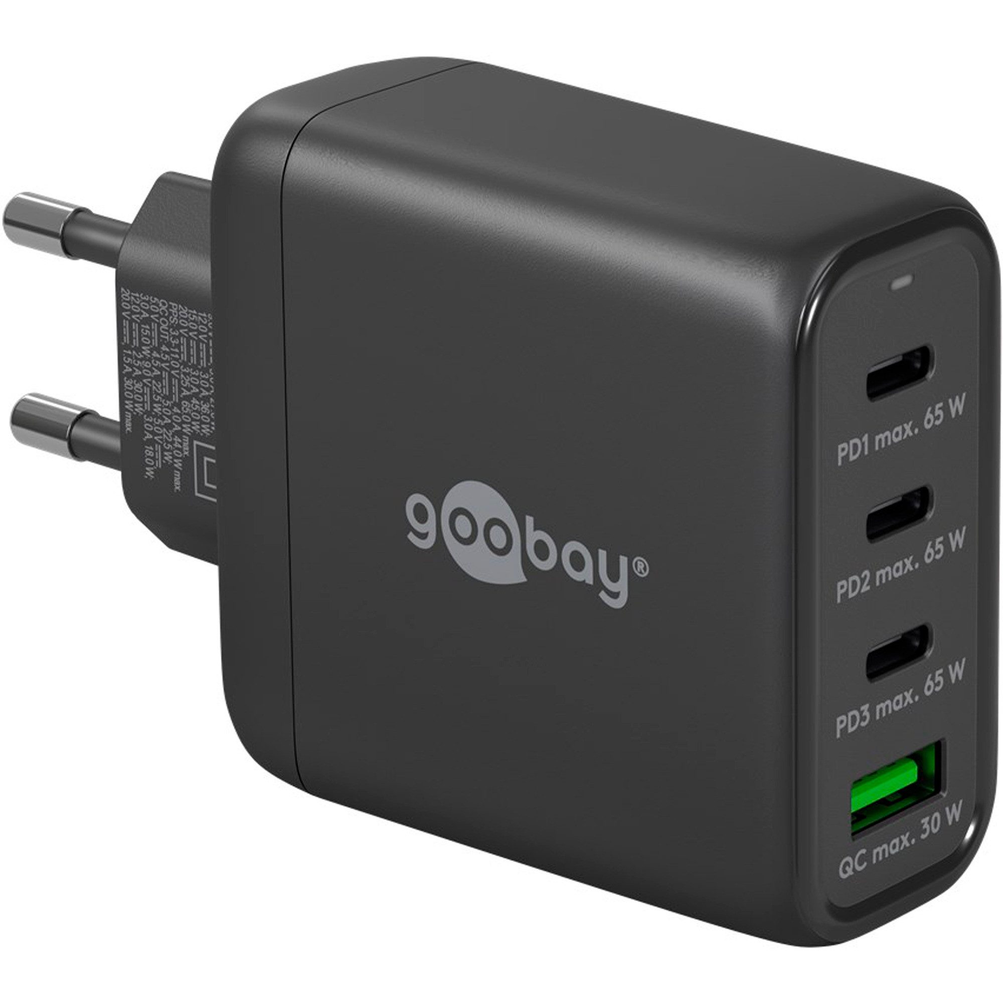 goobay USB-C Multiport-Schnellladegerät, PD, GaN, Netzteil