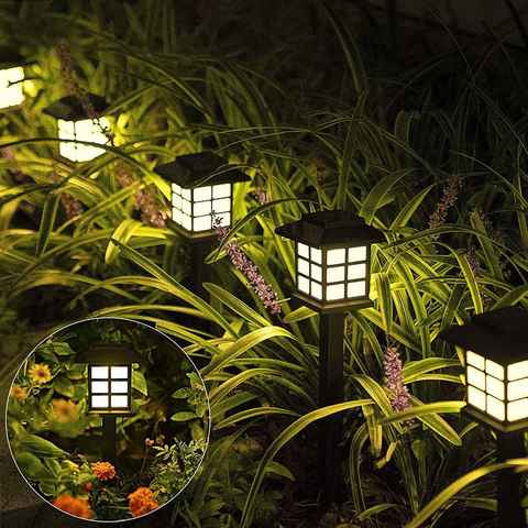 LANOR LED Solarleuchte Solarlampen für Außen, 2 Stück LED Solarleuchten Garten, Wasserdicht, Hausform Solar Gartenleuchten