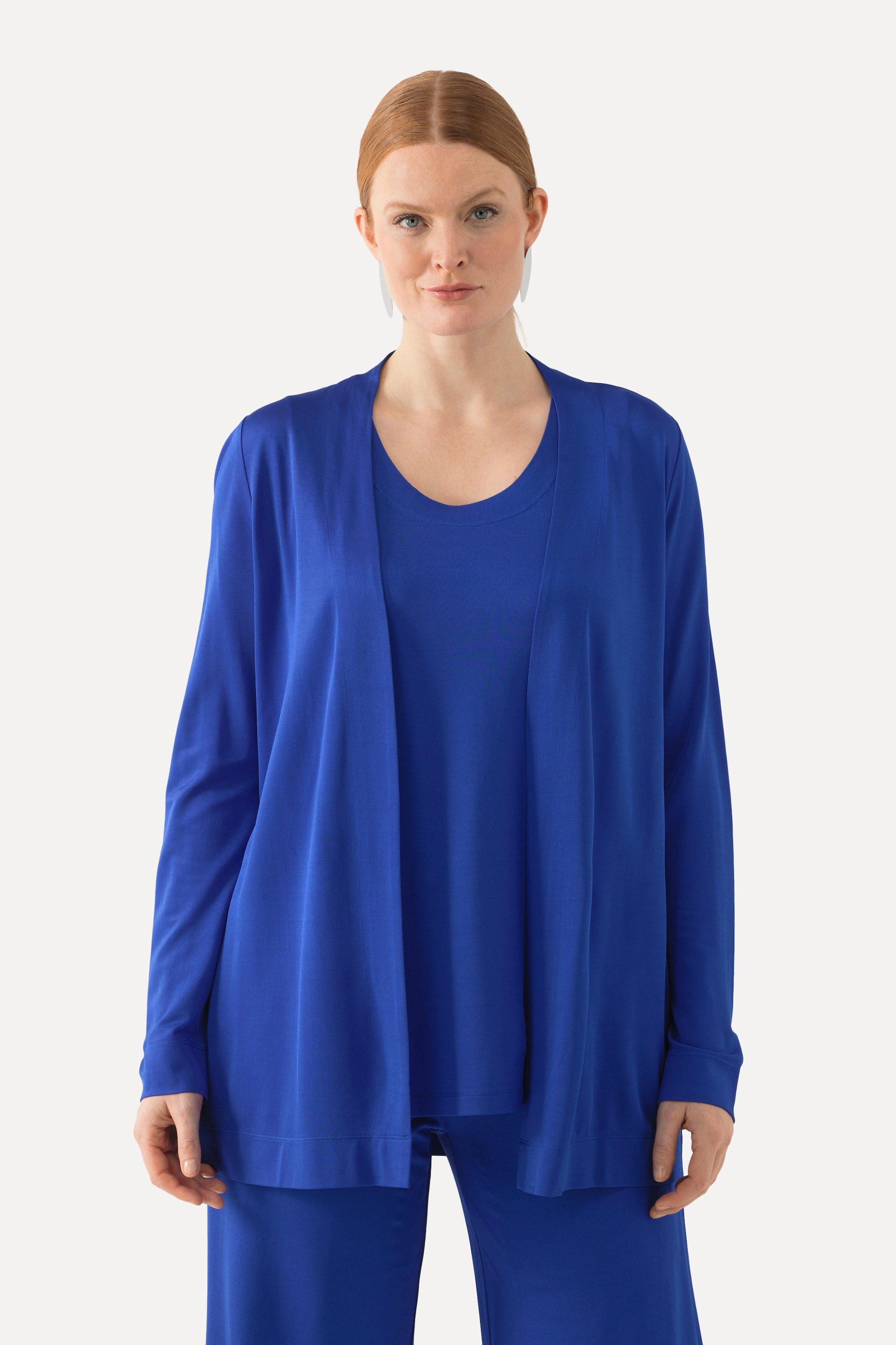 Sommerjacke Slinkyjacke offene Form Schalkragen Langarm