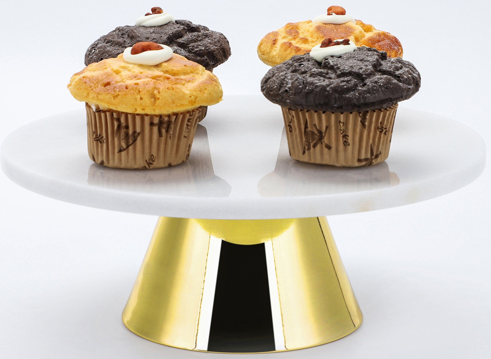 ECHTWERK Tortenplatte Tortenplatte, Edelstahl, Marmor, Tortenständer zum Servieren von Gebäck, Obst, Käse, Dessert