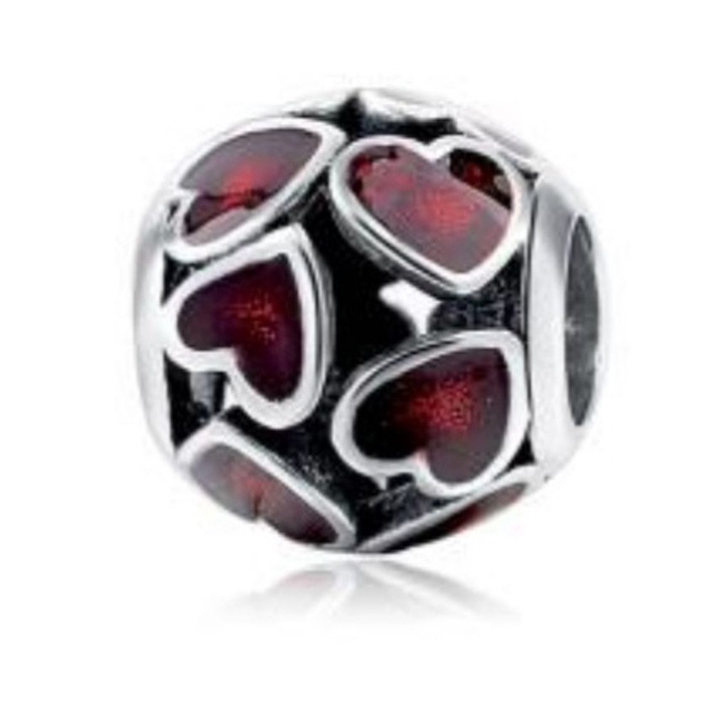 Bead Roter Herzball Charm für Charm Armband, 925er Sterling Silber