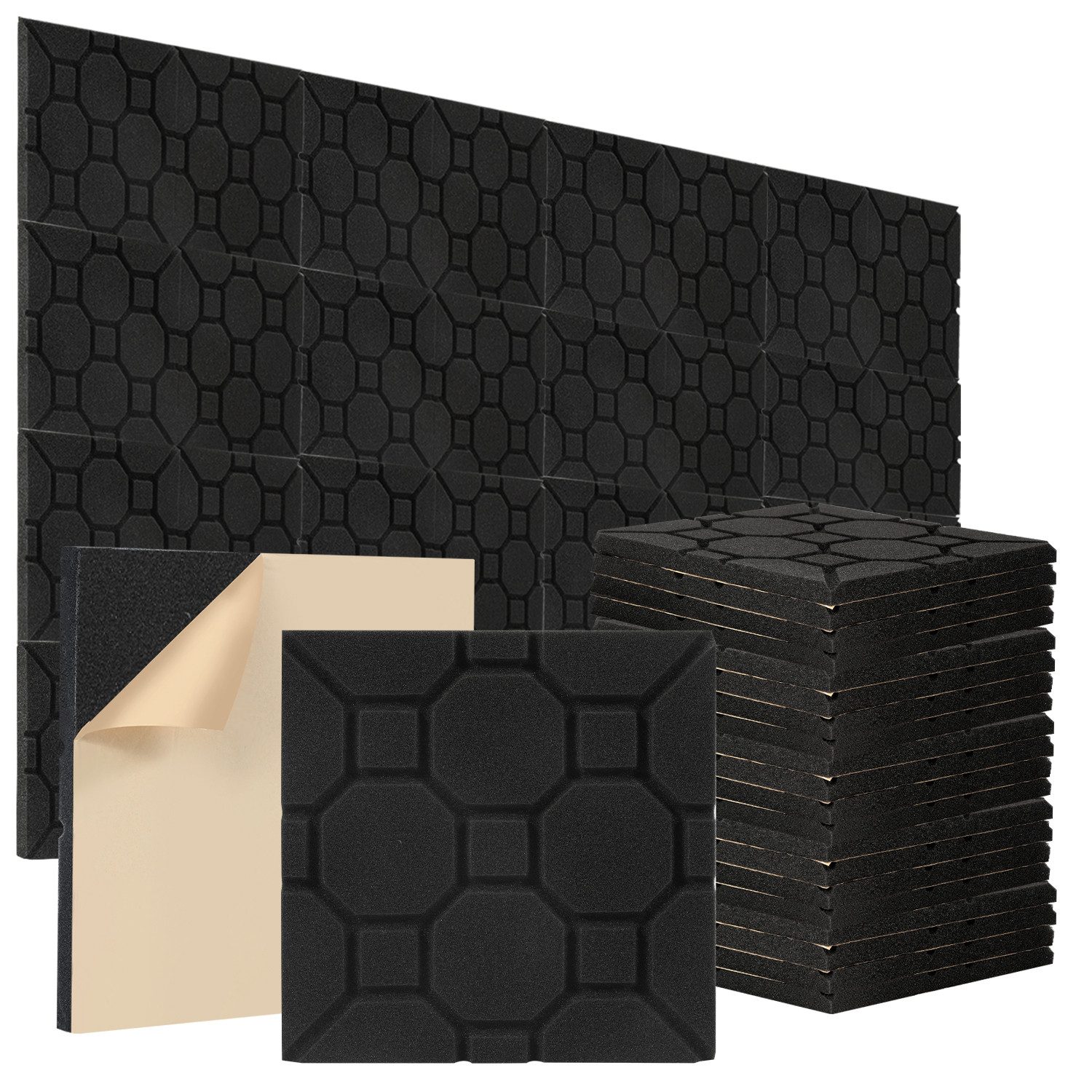 Clanmacy Akustikplatte 24er-Pack Akustikplatte 30x30x2.5cm Quadrat Akustiks günstig online kaufen