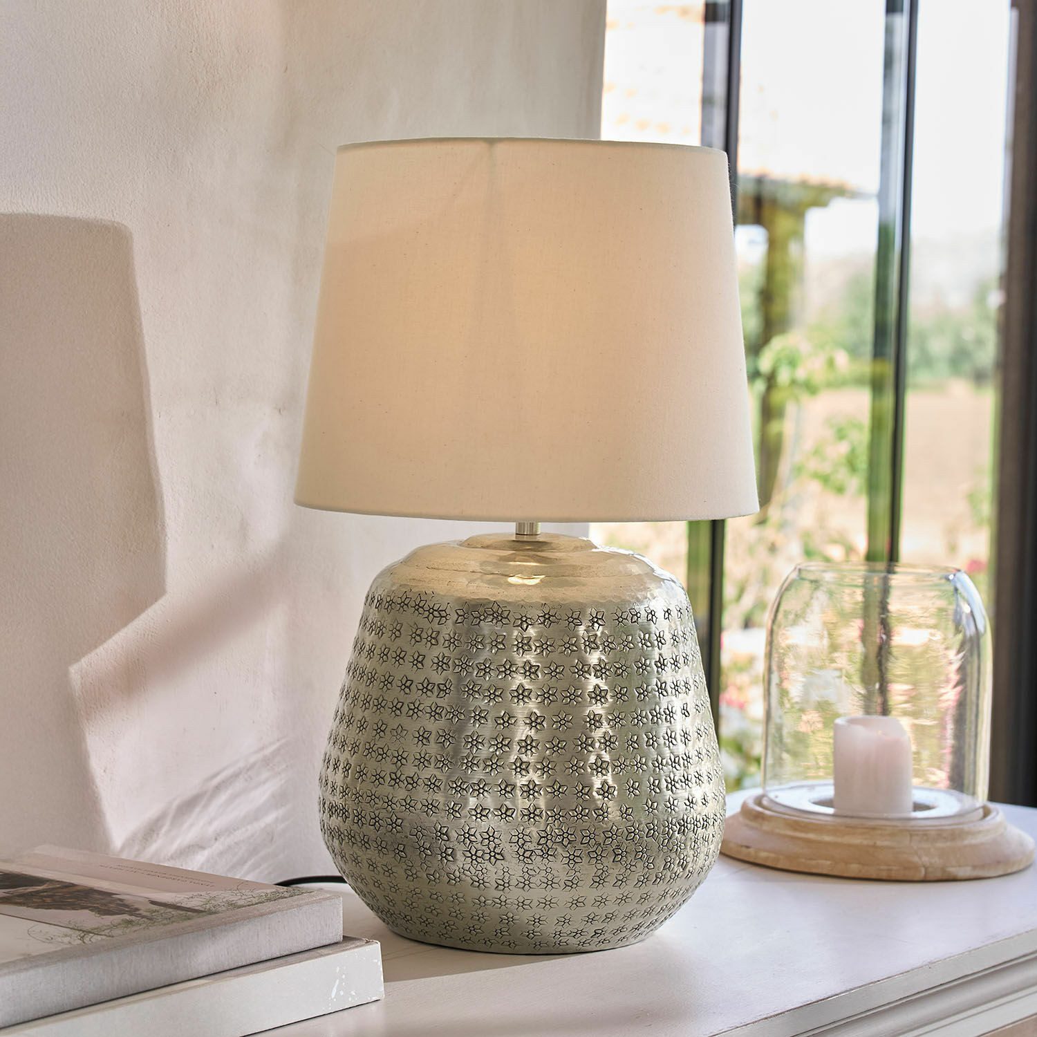 Mirabeau Tischleuchte Tischlampe Blancos silber