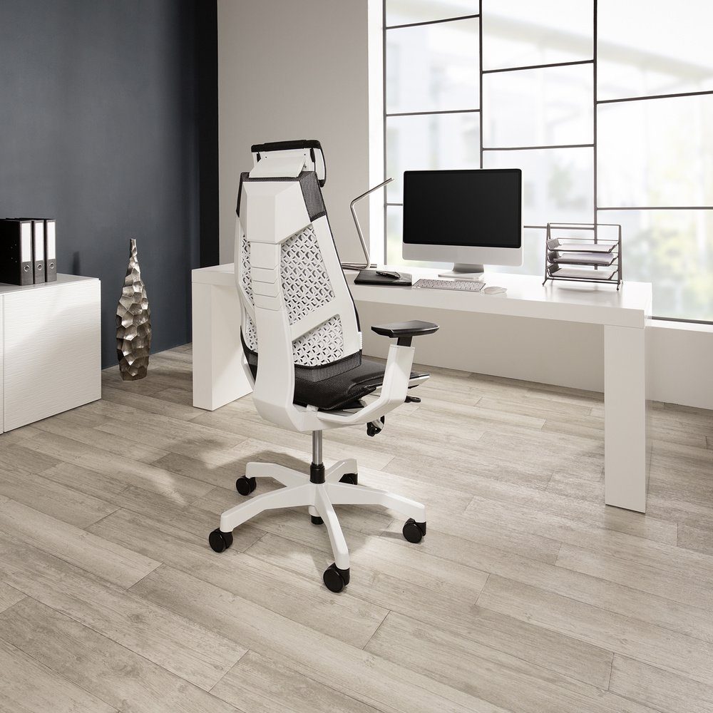 hjh OFFICE Drehstuhl GENIDIA Schreibtischstuhl ergonomisch Bürostuhl WHITE High Netzstoff St), (1 PRO End