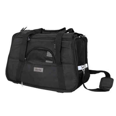lionto Tiertransporttasche Transporttasche für Hunde & Katzen bis 10 kg, 48 cm x 27 cm x 31 cm, schwarz