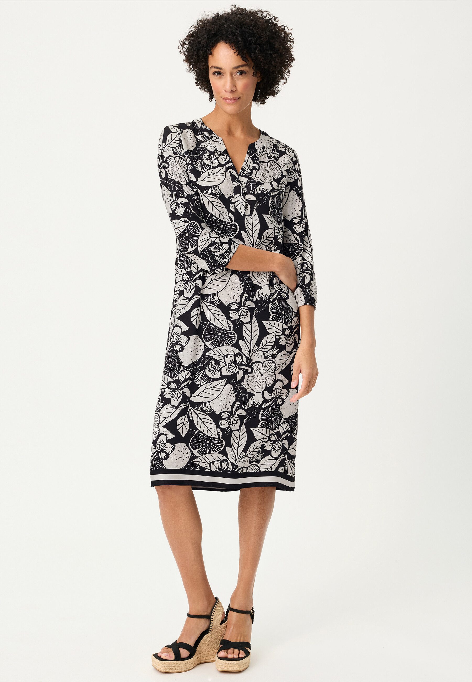 Olsen Midikleid Kleid mit Allover-Dessin