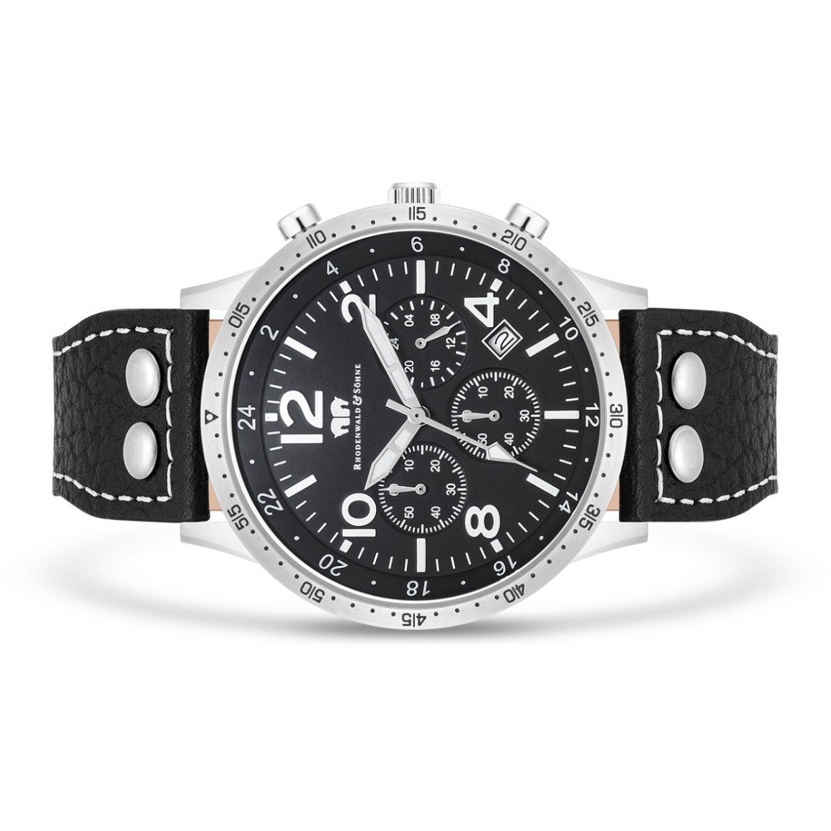 Rhodenwald & Söhne Chronograph Flight Captain schwarz Flight Captain, mit Echtleder-Armband
