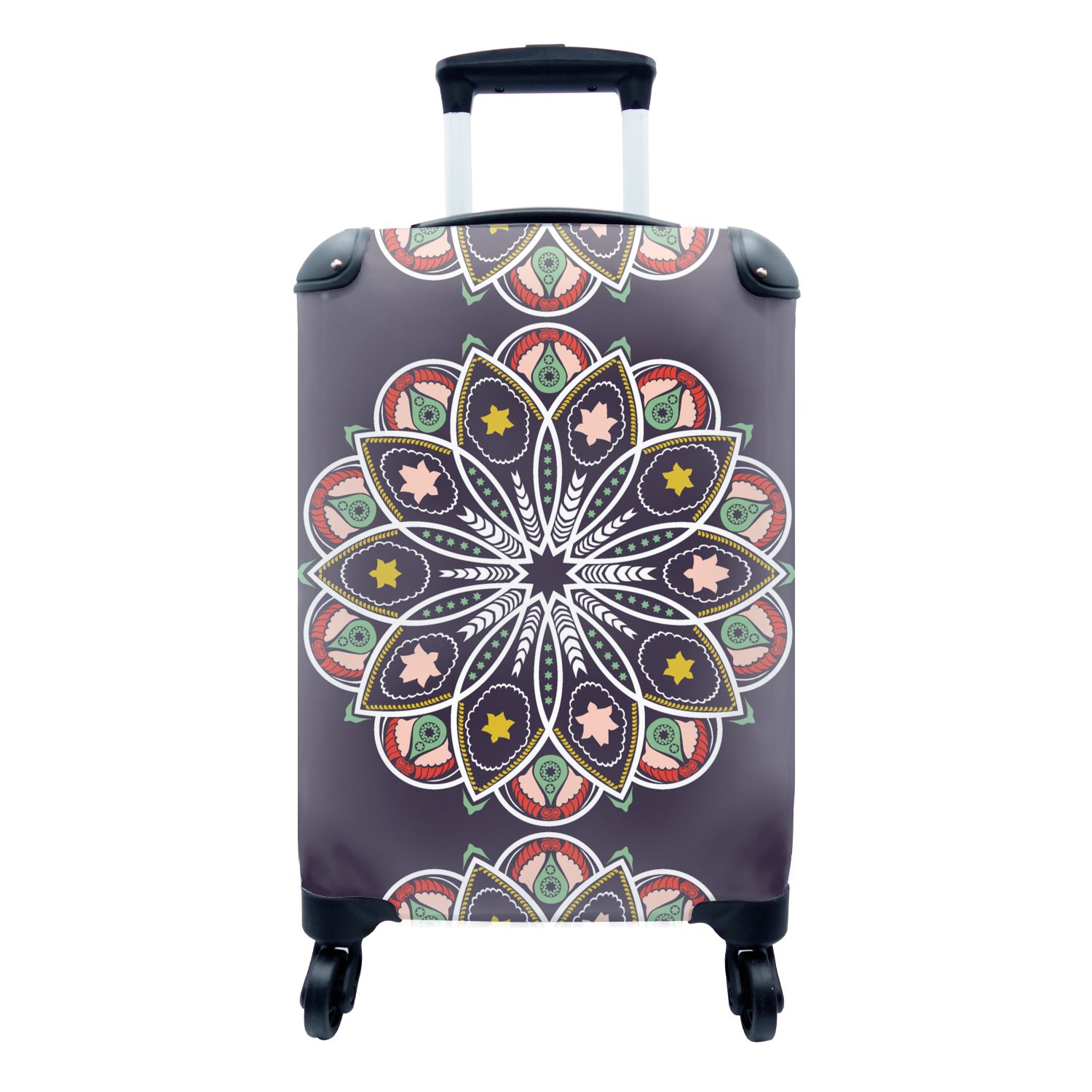 MuchoWow Handgepäckkoffer Mandala - Stern - Entwurf, 4 Rollen, Reisetasche mit rollen, Handgepäck für Ferien, Trolley, Reisekoffer
