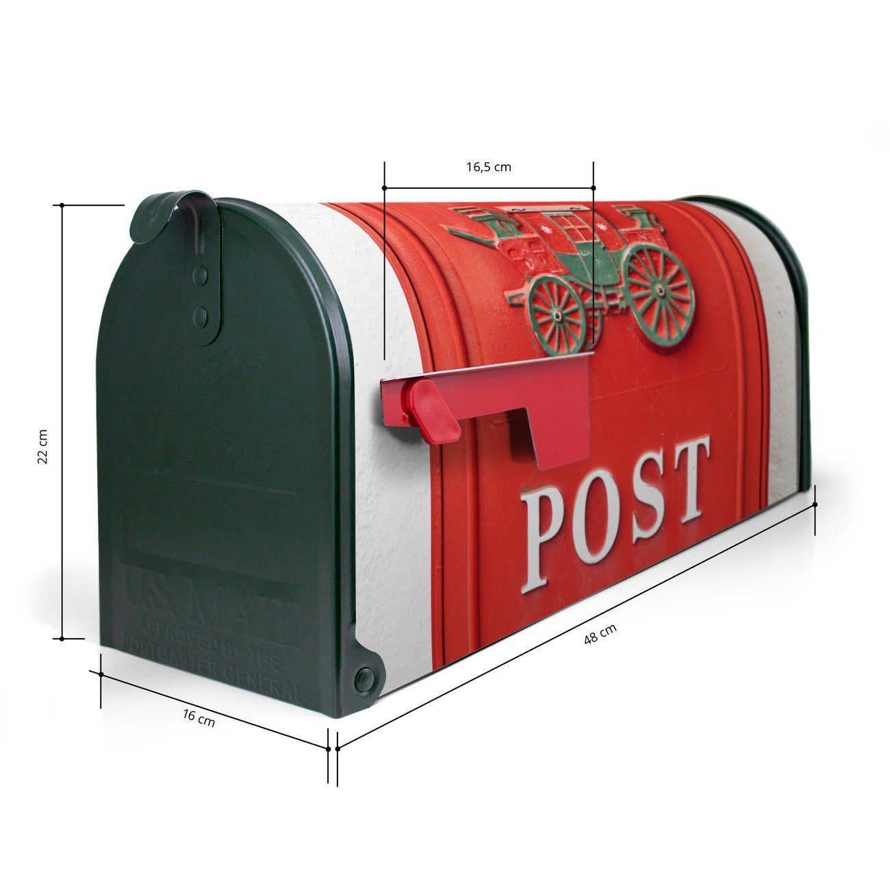 banjado Amerikanischer Briefkasten Mailbox Postkasten Mississippi Briefkasten, cm Nostalgie x 22 x USA), aus (Amerikanischer grün 51 17 original