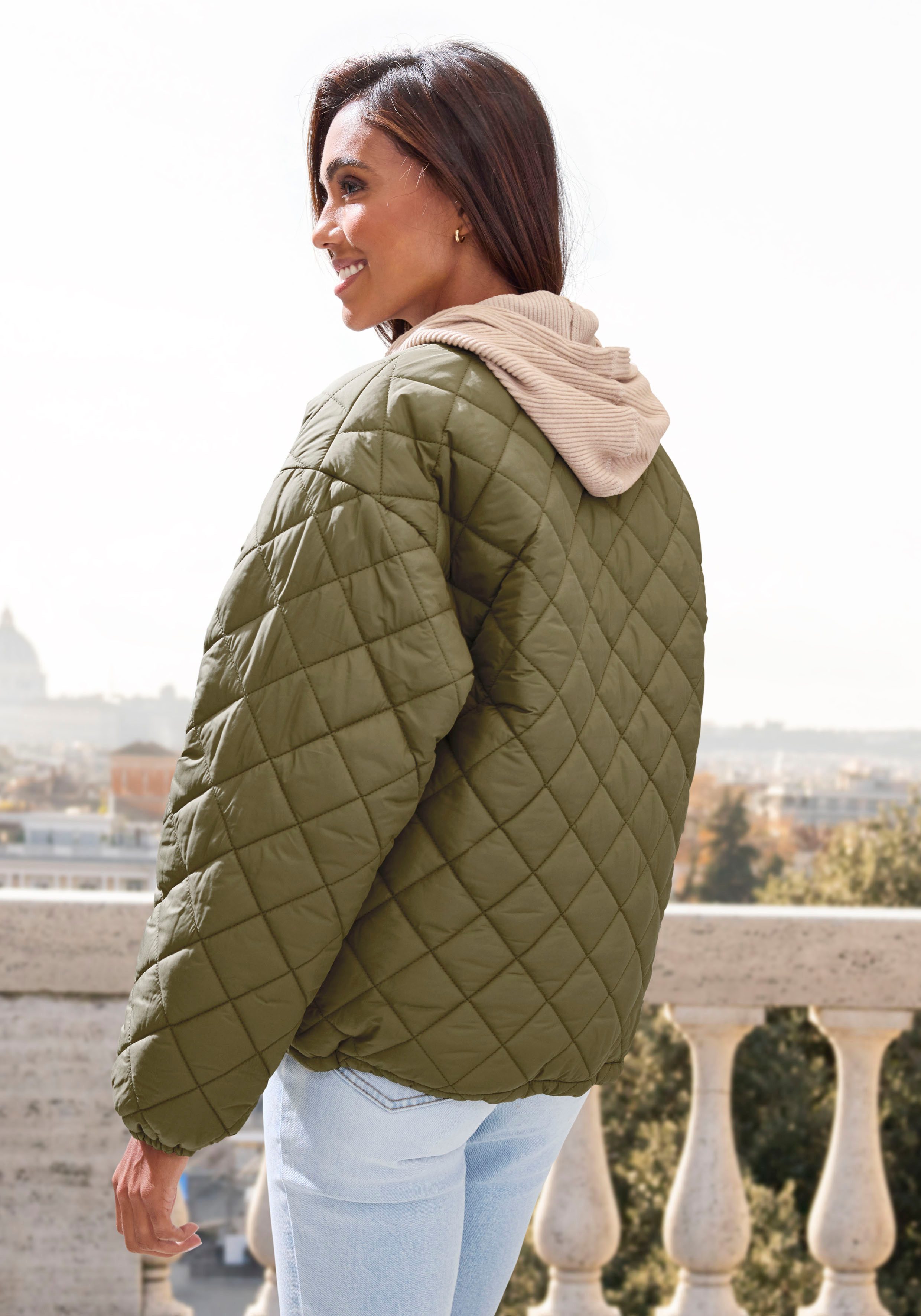 French Connection Steppjacke mit geripptem Stehkragen