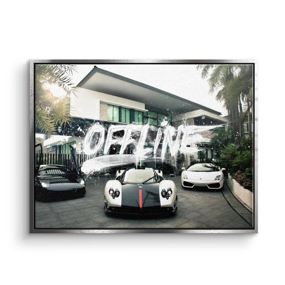 Autos Lifestyle schwarzer Rahmen DOTCOMCANVAS® - Bild & Leinwandbild, Premium Traumvilla Wandbild Mindset