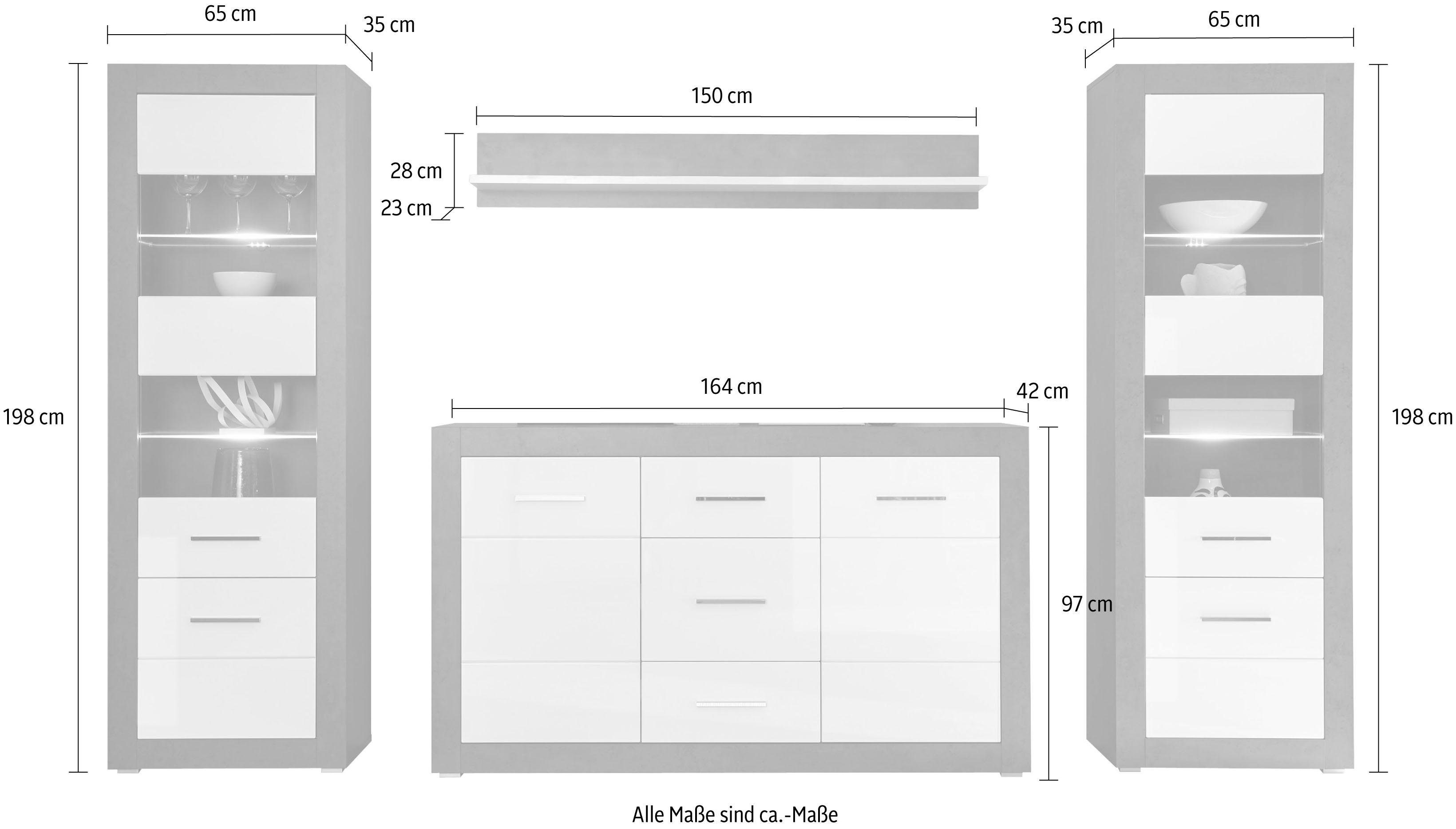 Home affaire Wohnwand Etero, (Set, 4-St)