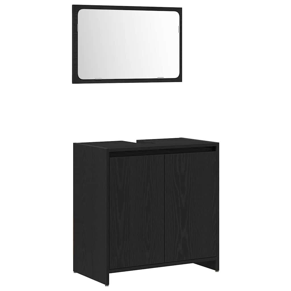 vidaXL Badezimmerspiegelschrank Badezimmerschrank Schwarz Eichen-Optik 60 x 33 x 60 cm (1-St)
