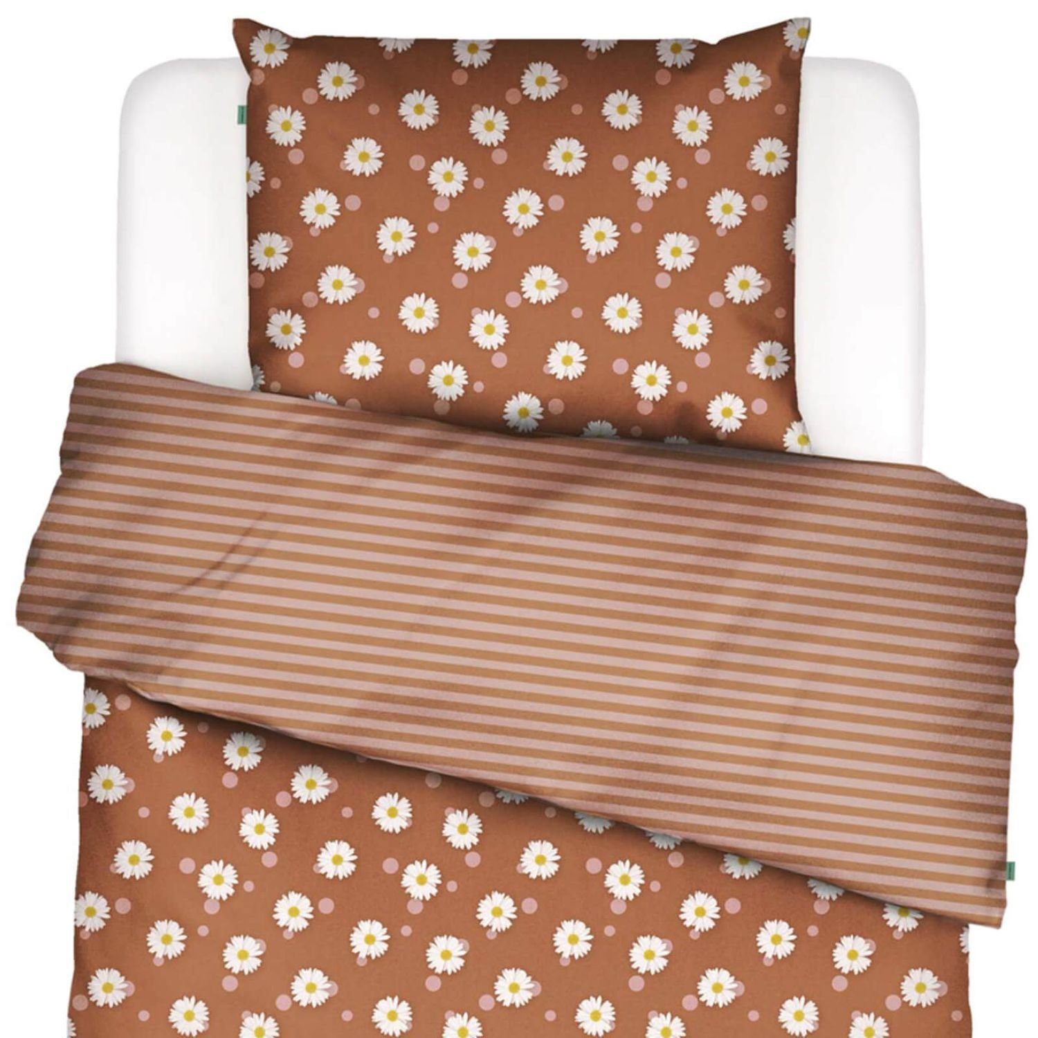 Essenza Bettwäsche Oopsie Daisy Hazel Bio, Perkal, 2 teilig, Blumen-Muster, Gepunktet, Gestreift