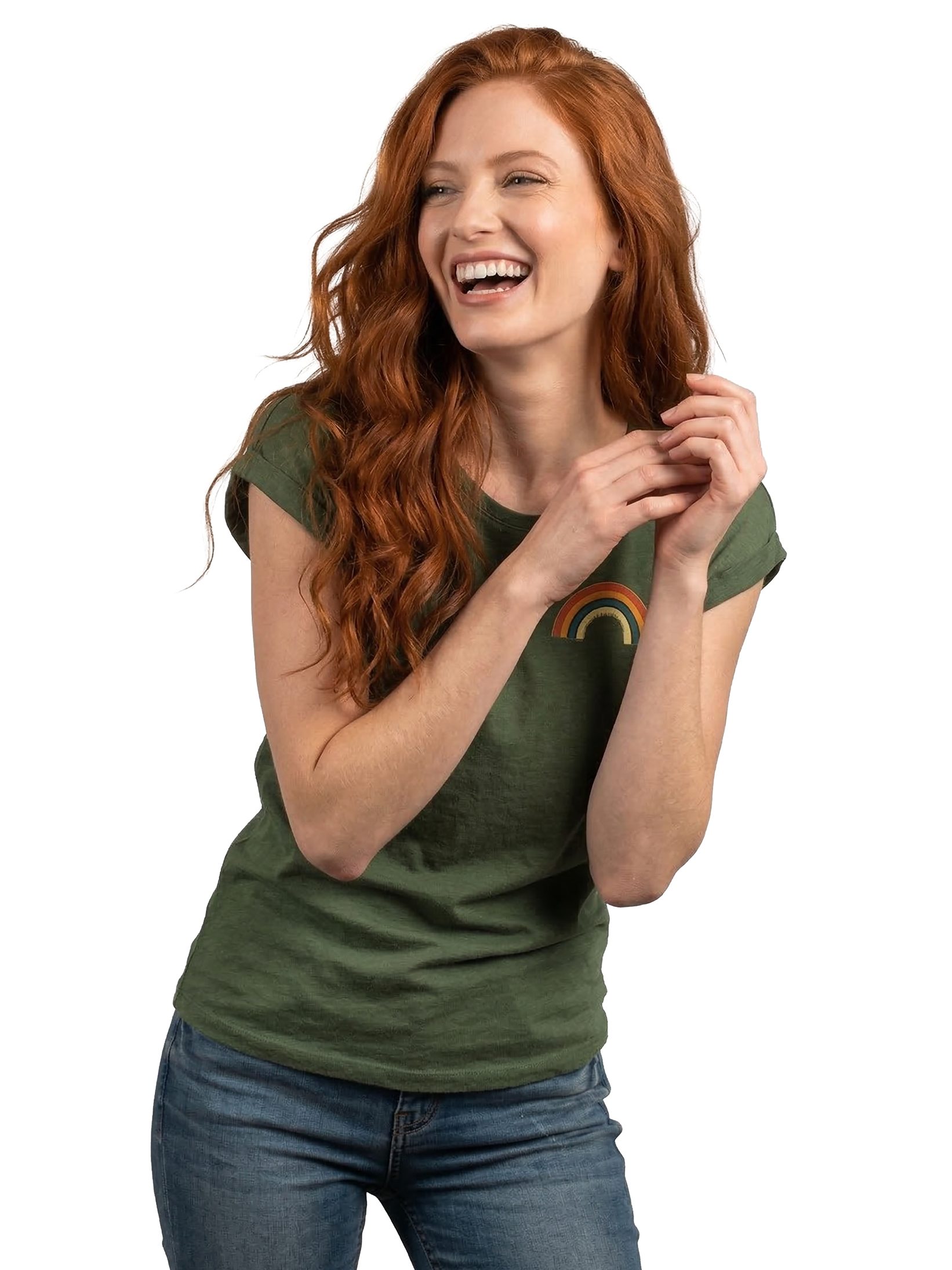 MAKAYA T-Shirt mit Regenbogen Damen Top Rainbow Sommer Tunika Stylisch Elegant (Schwarz, Blau, Grau, Grün, Rosa, Weiß, 36, 38, 40, 42, 44, 46, 48, 50) Baumwolle – Bild 3 von 5