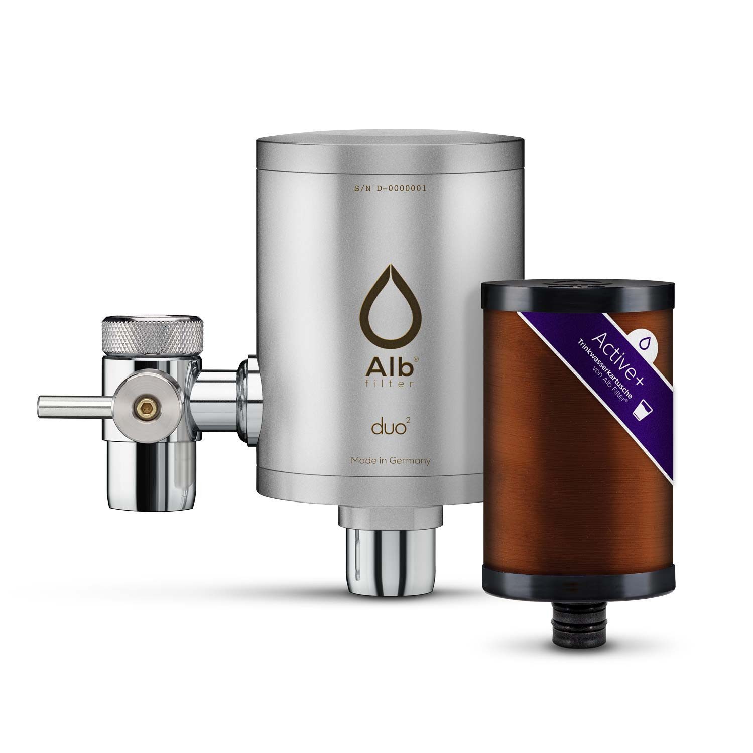Alb Filter Wasserhahnfilter Duo Active Plus Trinkwasserfilter, reduziert Schadstoffe, gegen Bakterien, Kalkreduktion, Made in Germany