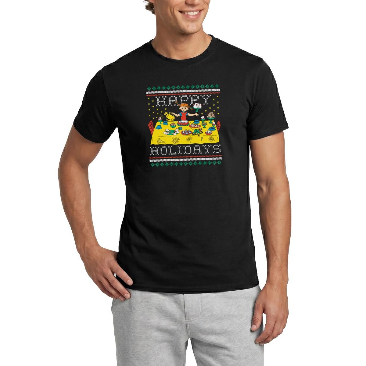 Spreadshirt T-Shirt Pippi Langstrumpf Happy Holidays Ugly Christmas Männer T-Shirt (1-tlg)
