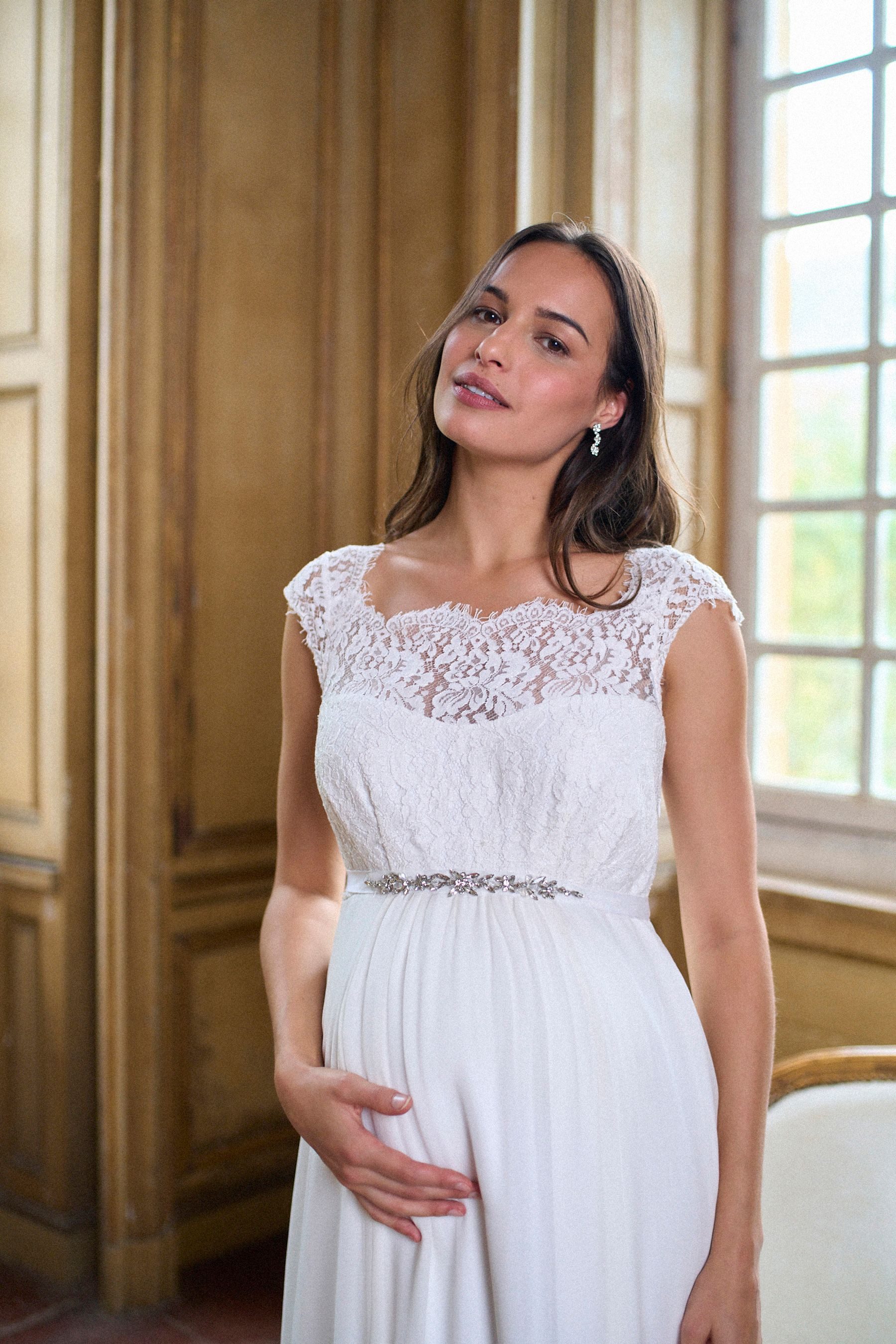 Seraphine Brautkleid Seraphine Umstands-Brautkleid mit Spitzenoberteil (1-tlg)