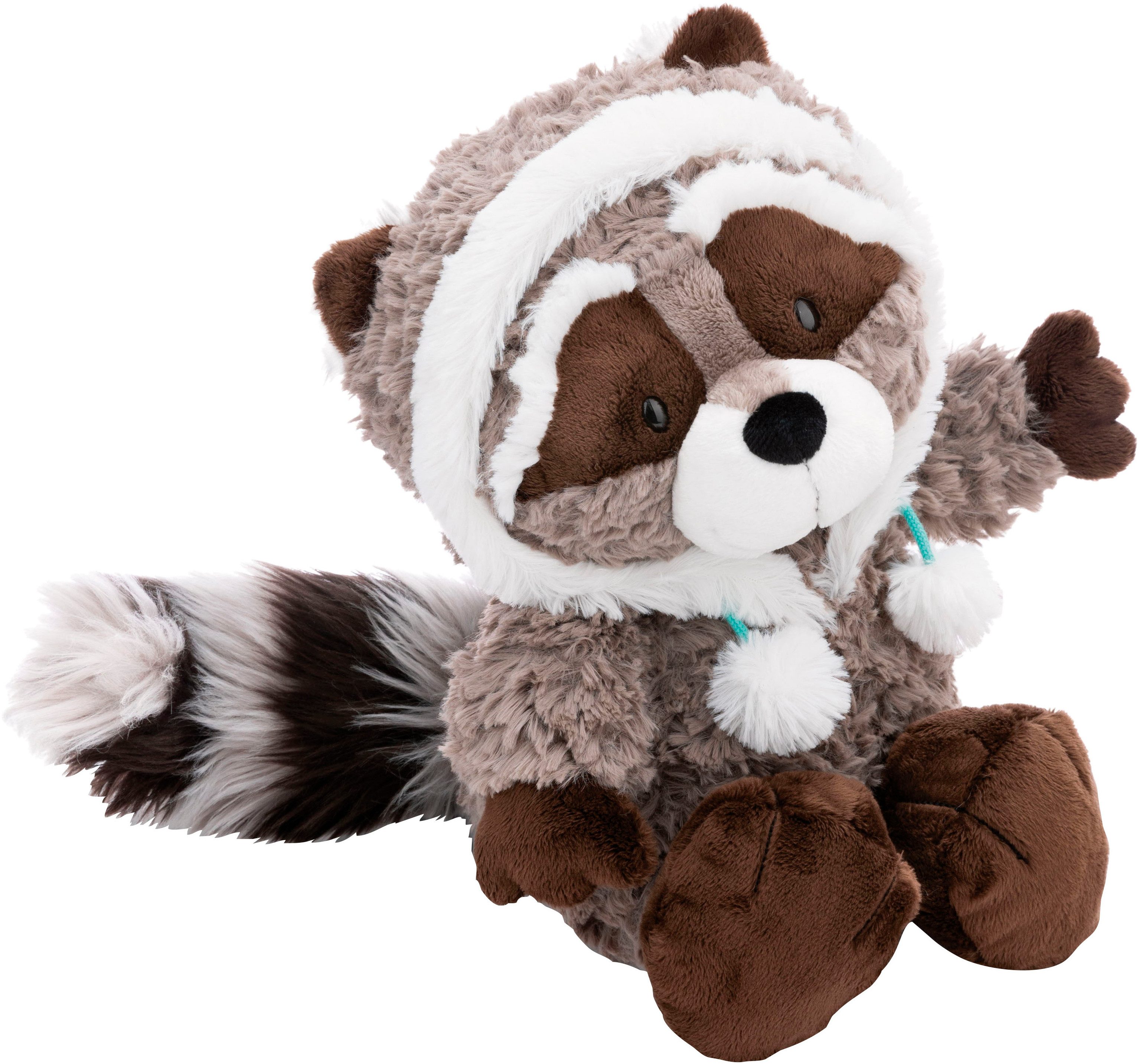 Nici Kuscheltier Winter, Waschbär Lenno, 25 cm schlenkernd, mit Kapuze