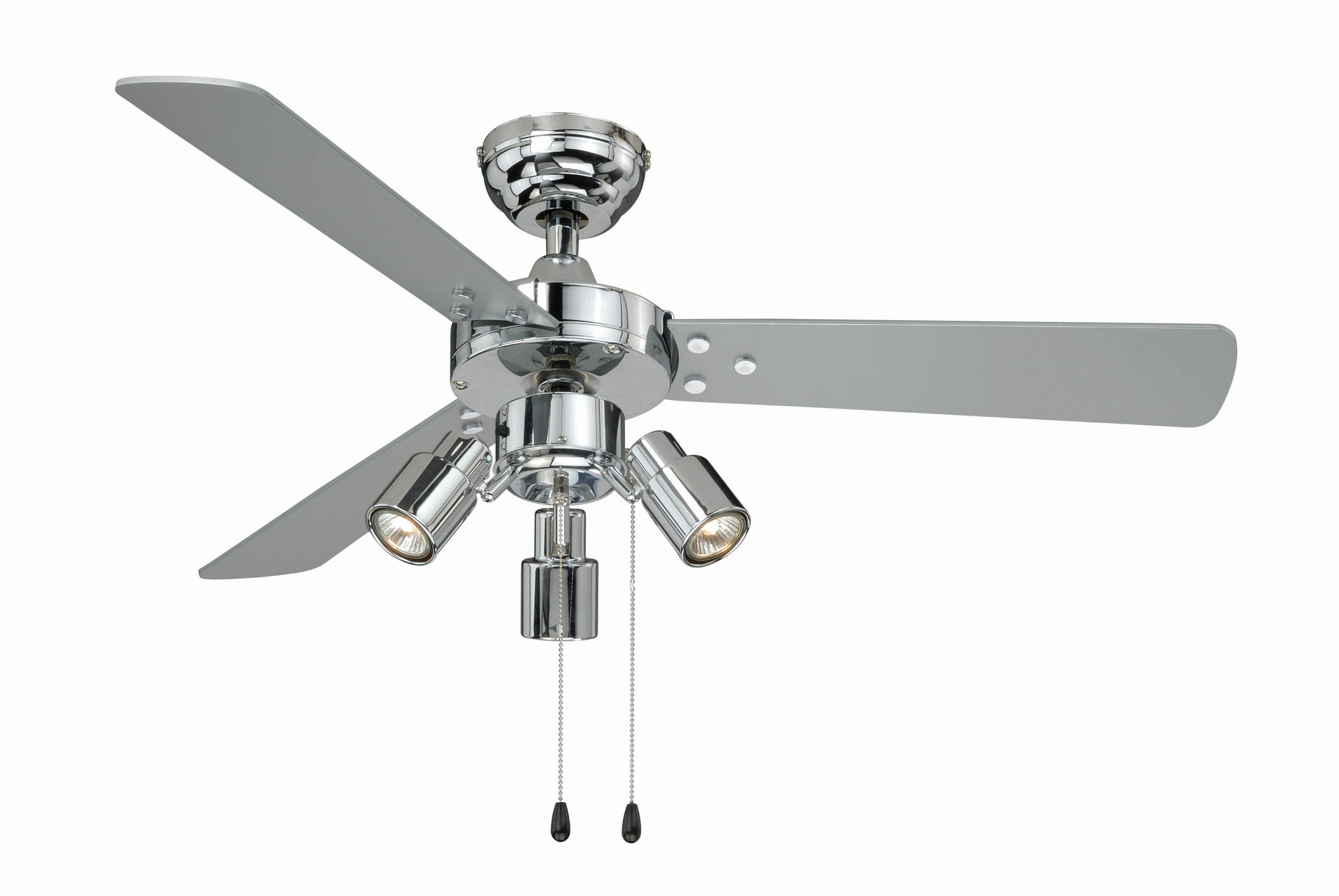 AireRyder Deckenventilator Deckenventilator Cyrus Chrom mit Licht & Zugketten, Mit Zugschnur