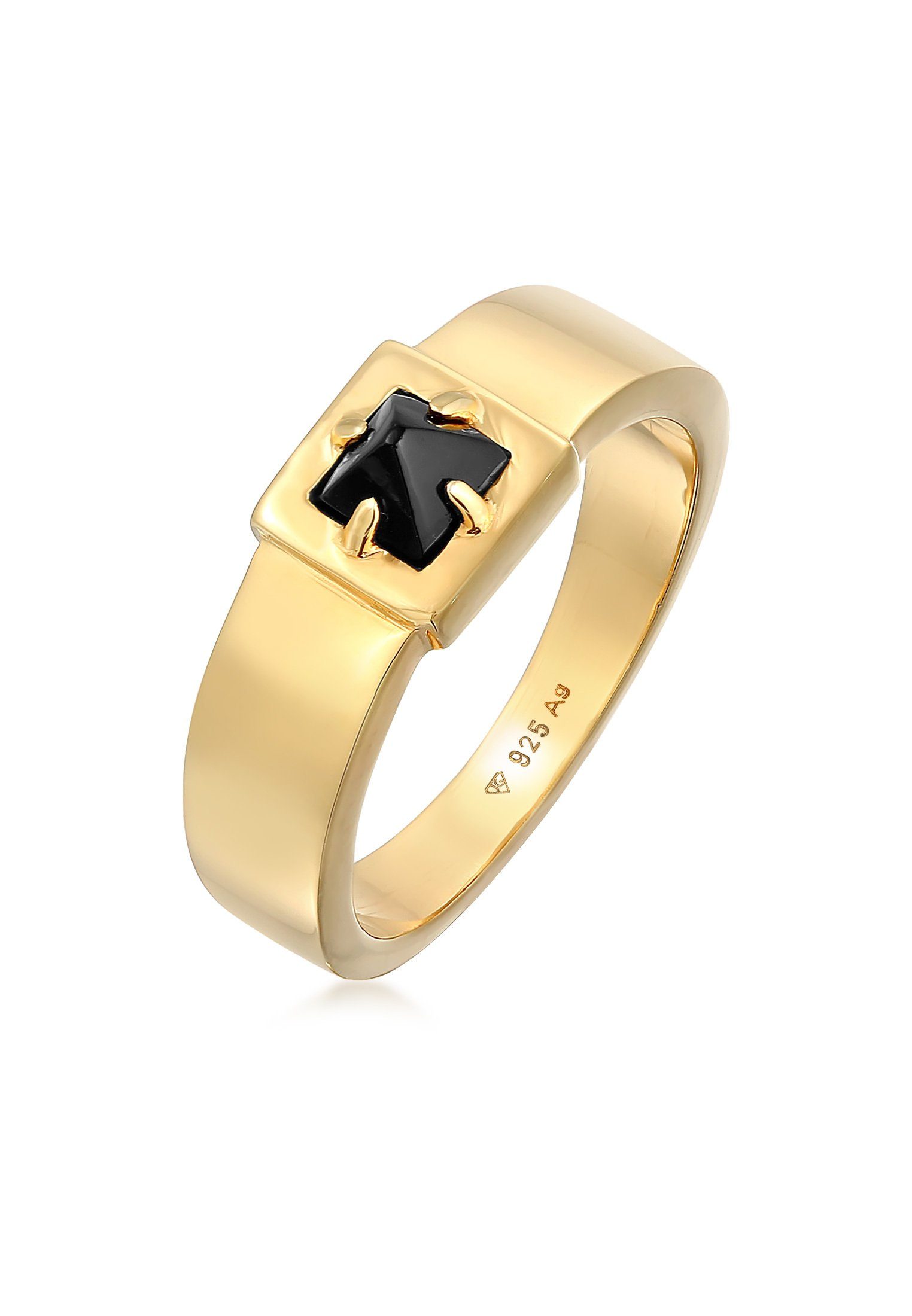 925 Herren Siegelring Onyx Bandring Gold Kuzzoi Silber Pyramide