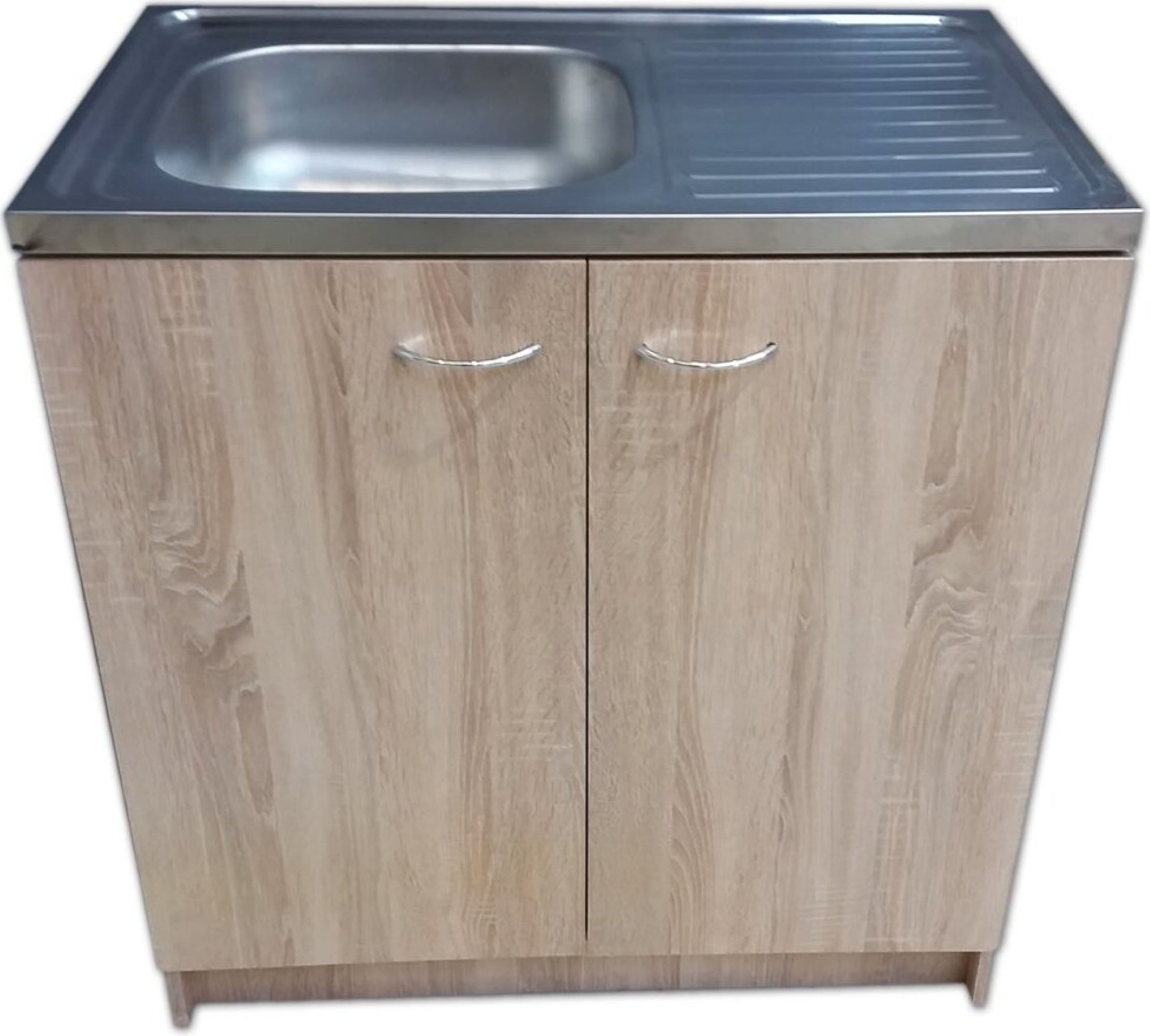 STAMAR Spülenschrank Küchenschrank 80cm Sonoma Eiche Spüle Edelstahl Siphon günstig online kaufen