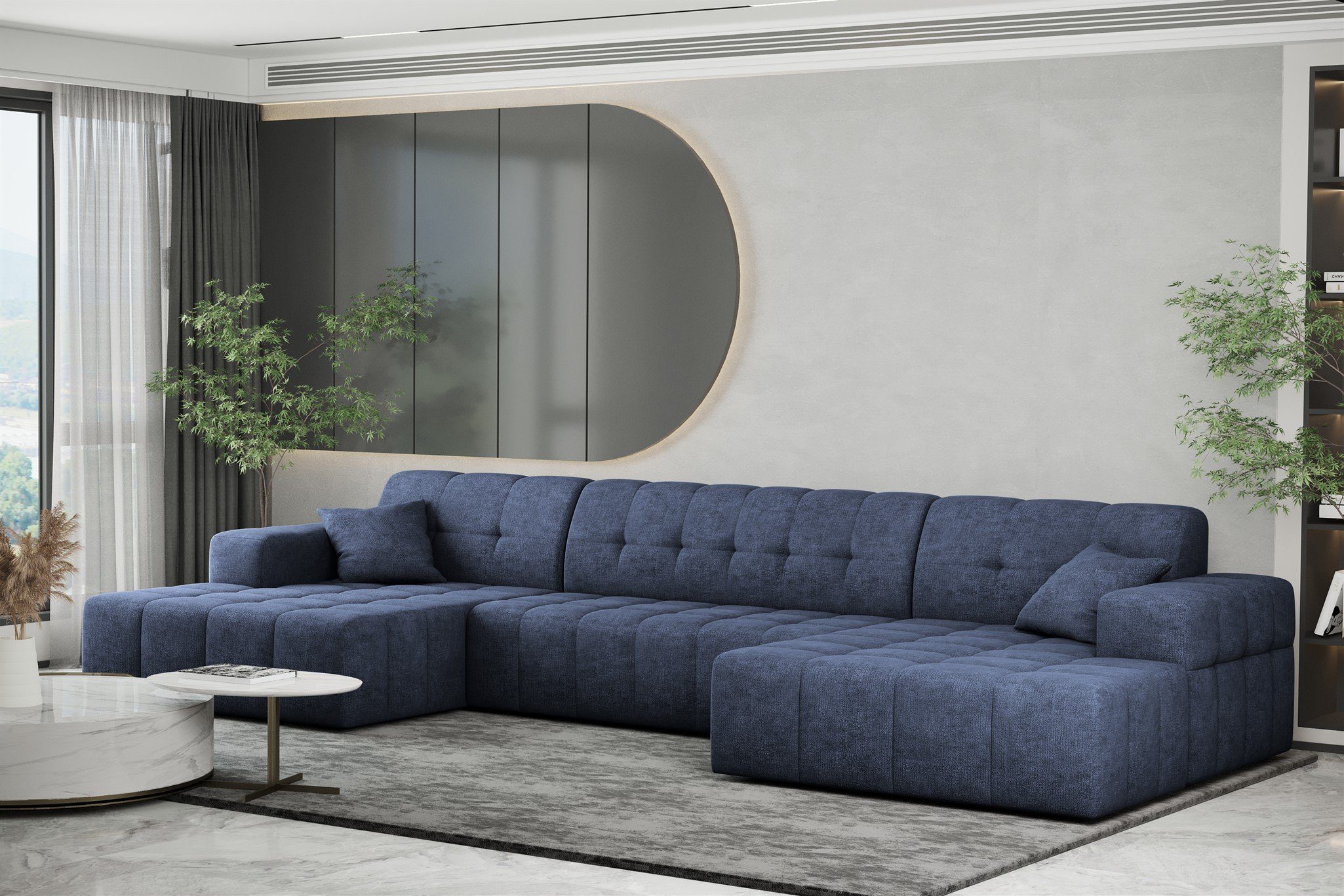 Fun Möbel Wohnlandschaft Wohnlandschaft Sofa U-Form NANCY in Stoff Harmony, Rundumbezug