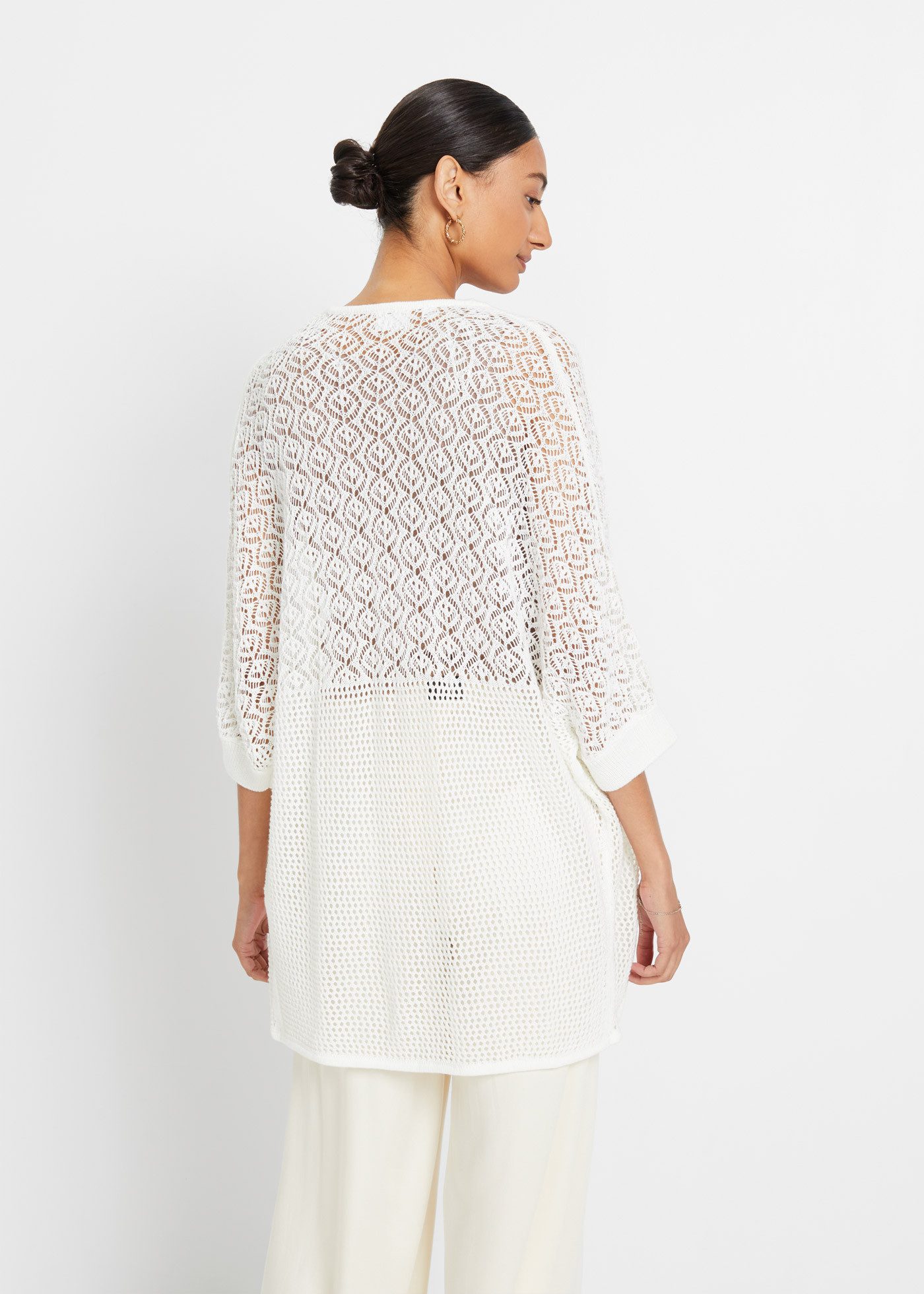 bonprix Longstrickjacke bequeme Passform, mit Lochmuster, casual Stil