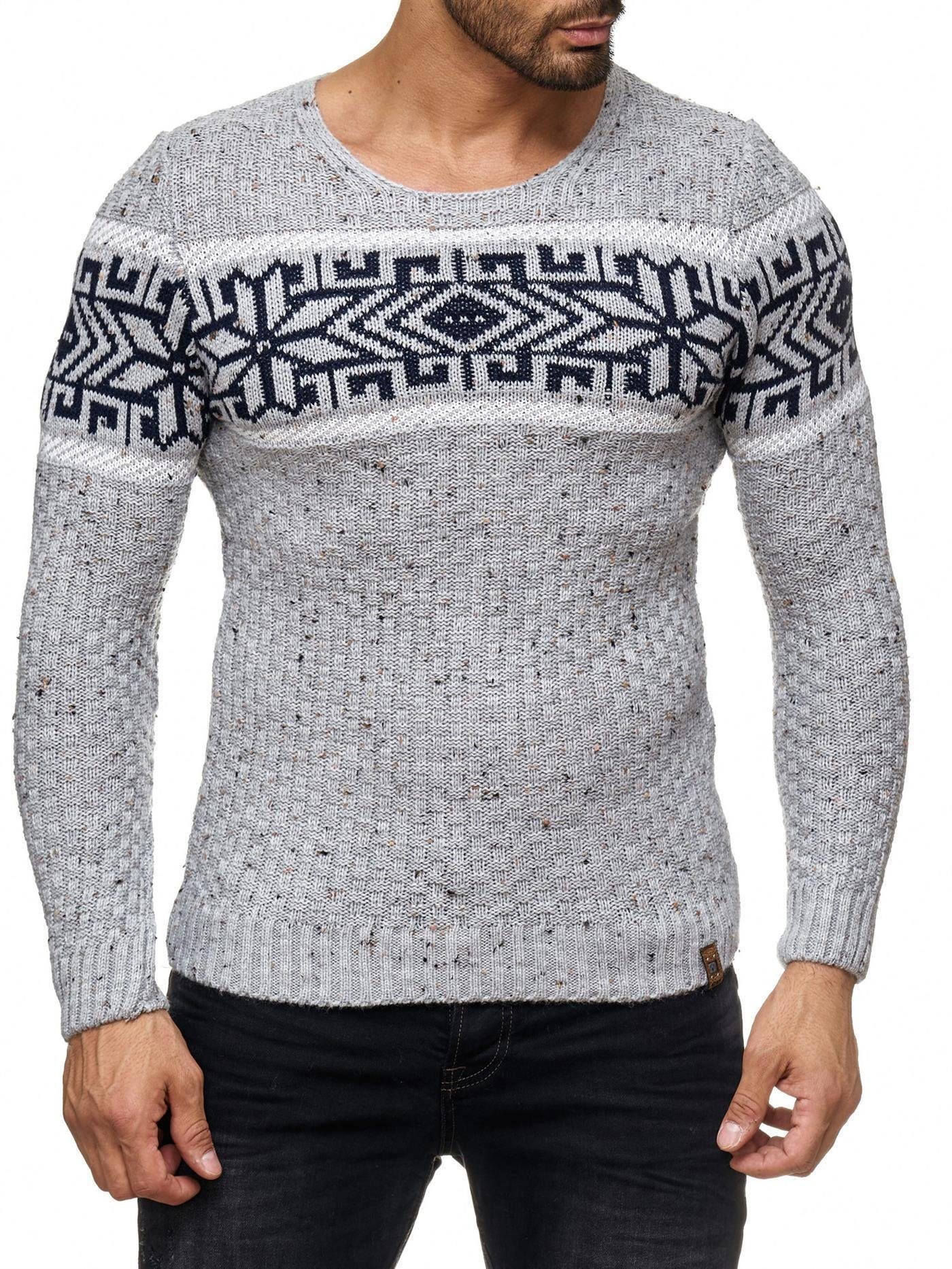 Reslad Strickpullover Herren Strickpullover Rundhals Norwegerpullover Herrenpulli RS-18003 (1-tlg) Norwegermuster Rundhalspullover