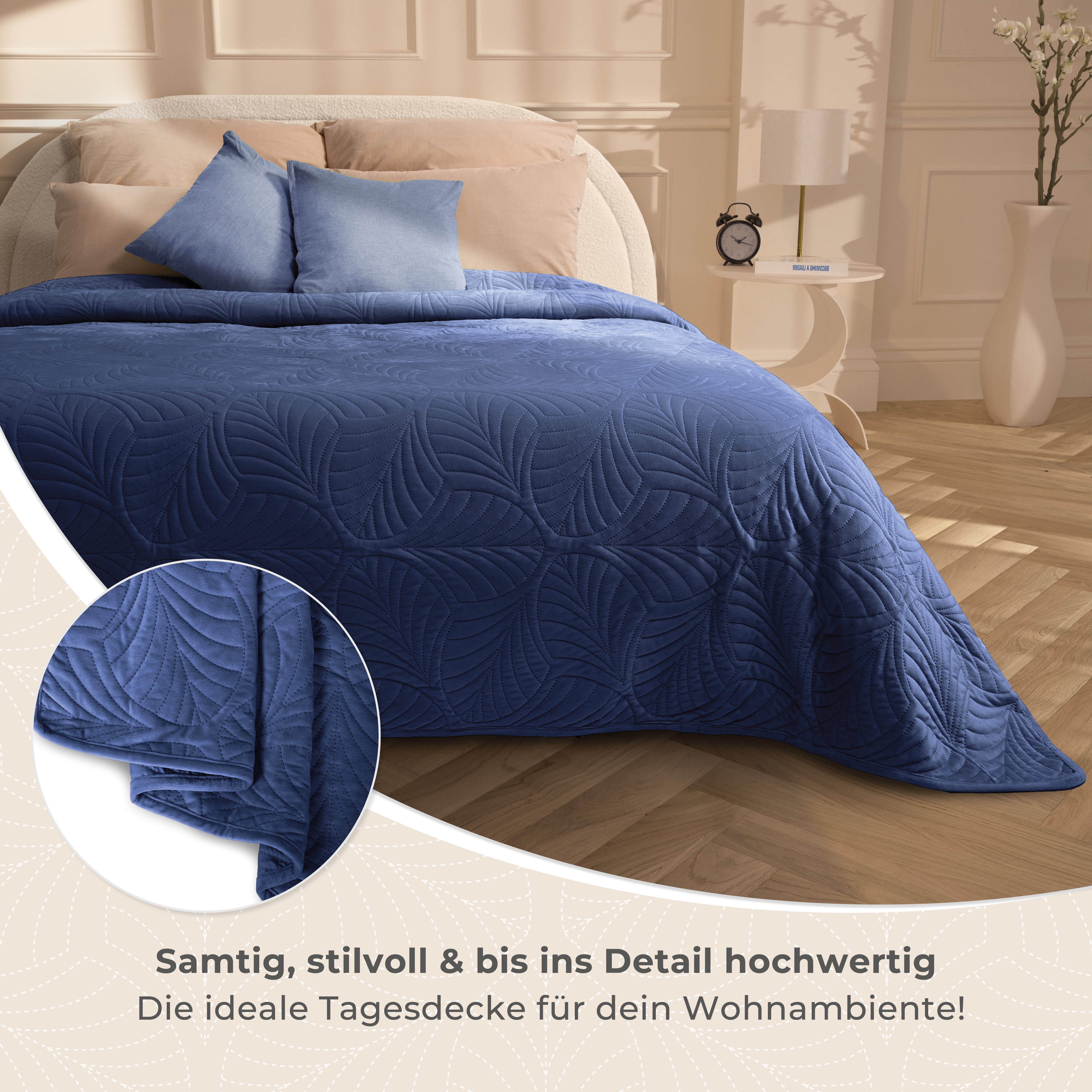 Gräfenstayn Tagesdecke Gräfenstayn Premium Tagesdecke mit nahtloser Steppung & Blatt-Design, Gräfenstayn Premium Tagesdecke mit nahtloser Steppung & Blatt-Design