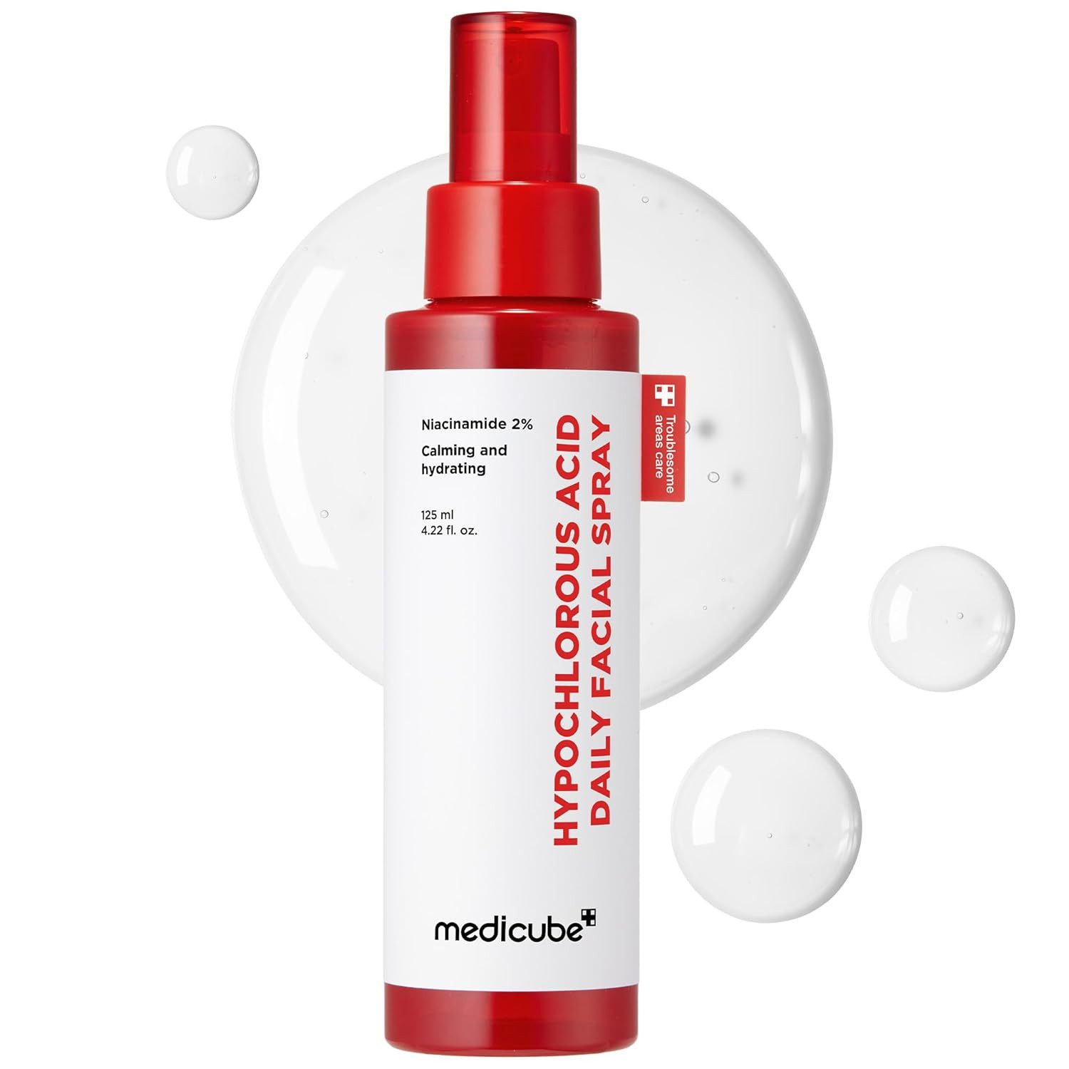 Medicube Tagescreme Hypochlorous Acid Daily Facial Spray 125ml – Power Soothing Spray mit 150ppm Hypochlorous Acid, Niacinamide, Panthenol & Allantoin –, pH-balanced Facial Mist für empfindliche und unreine Haut