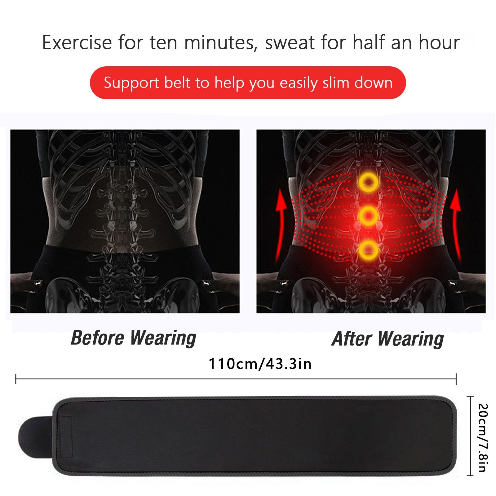 FANNOU Bauchweggürtel Bauchweggürtel Herren Damen, Hula Hoop Gürtel Bauch Weg Trainer, Sweat Belt Waisttrainer mit Handytasche – Bild 4 von 5