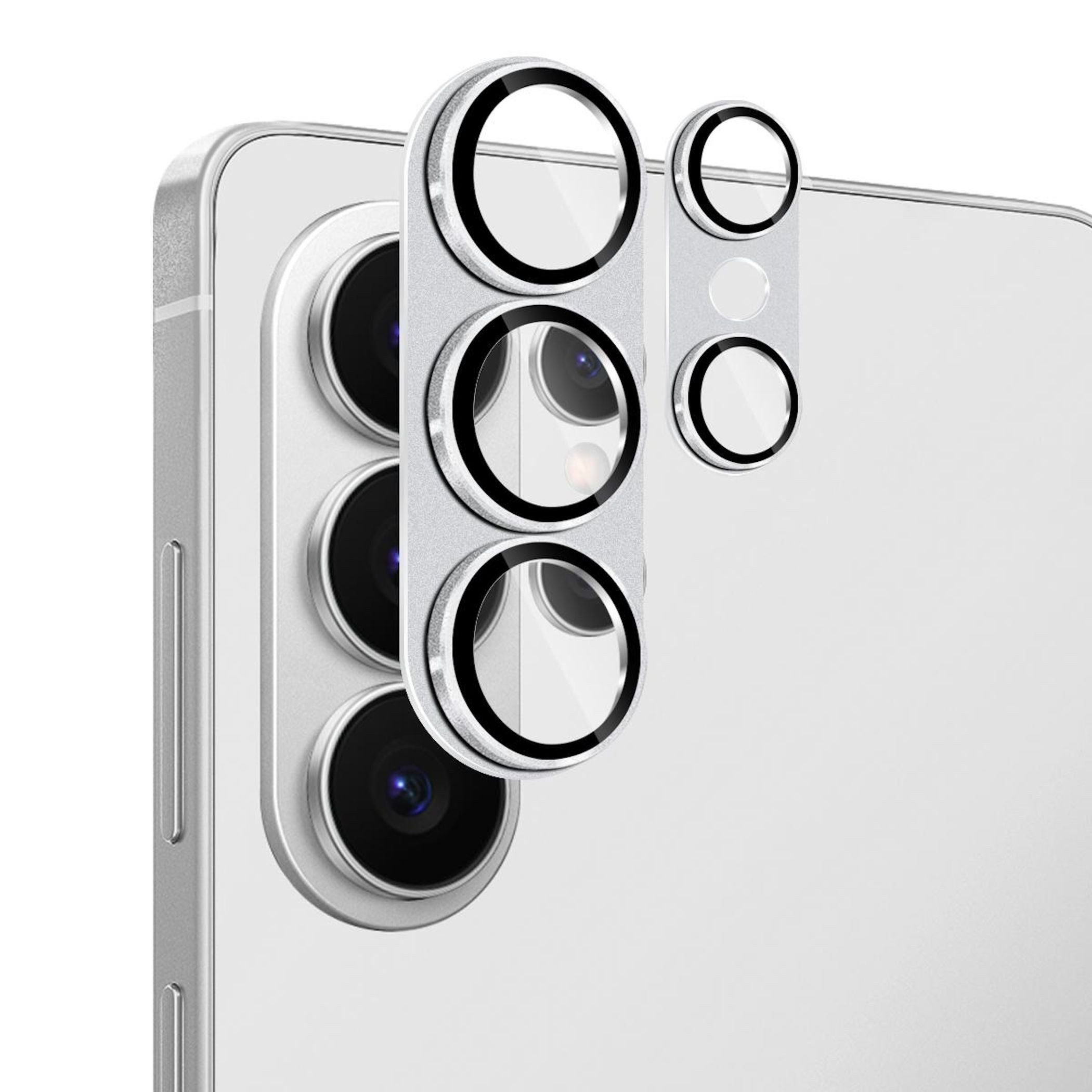 Wigento Kameraschutzglas Linsenglas für Samsung Galaxy S26 Ultra Aluminium Ring 9H Dünn Silber für Samsung Galaxy S26 Ultra 5G, Aluminium Rahmen, Anti Reflex