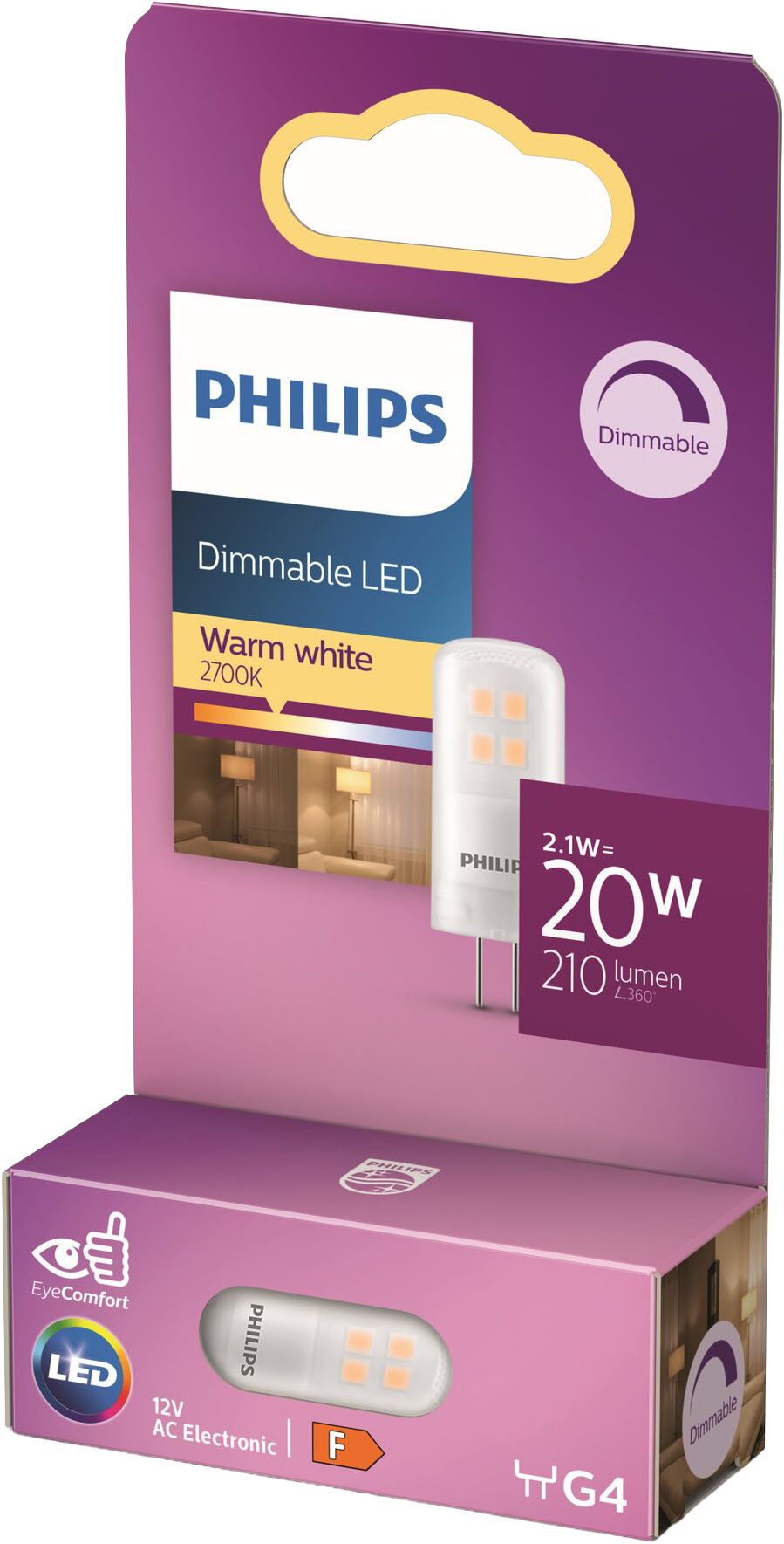 Philips Hue LED-Leuchtmittel LED Standard Brenner 25W G4 warmweiß dimmable, G4