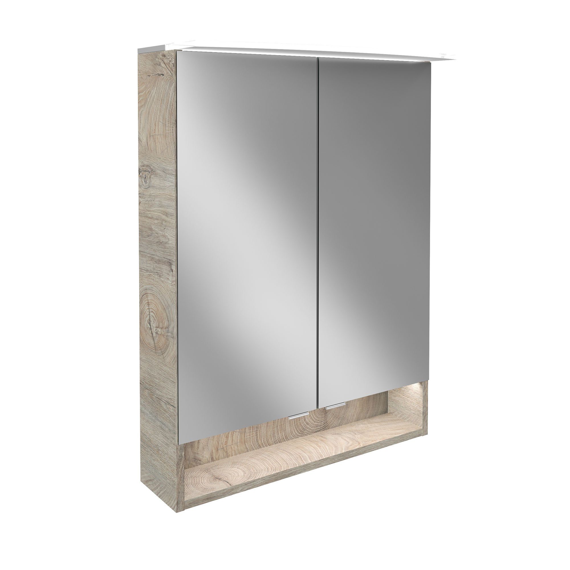 FACKELMANN Badezimmerspiegelschrank B.Style LED Spiegelschrank 60 cm Korpusfarbe: Nature Oak