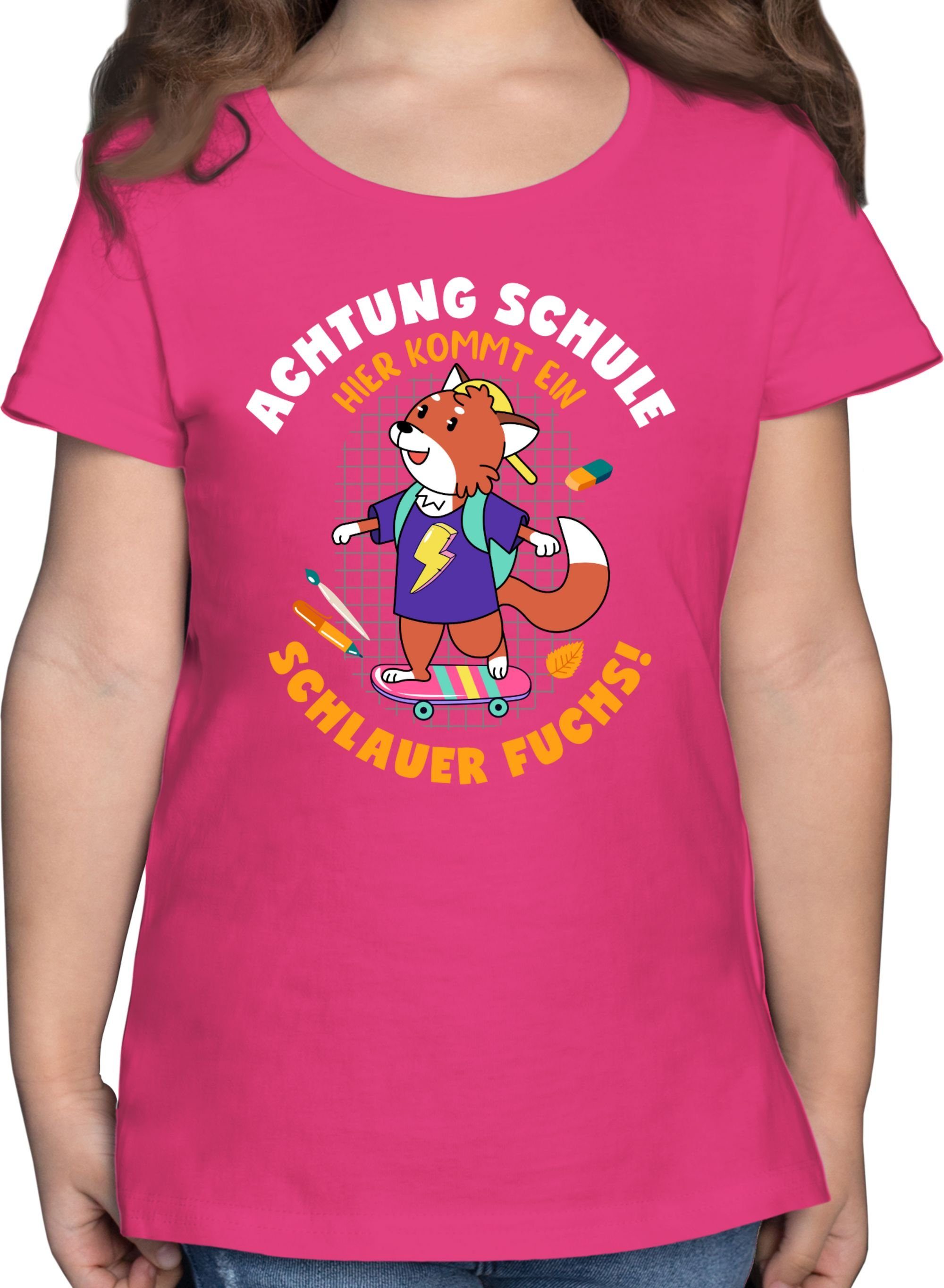 Shirtracer Fuchs Schlauer T-Shirt Einschulung Fuchsia 1 Mädchen