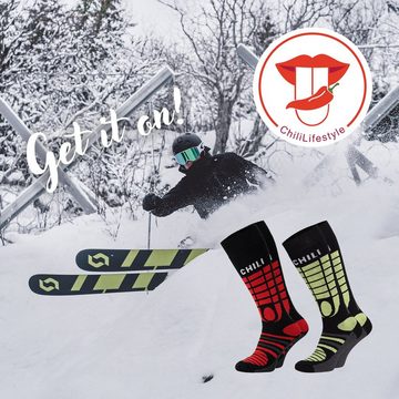 Chili Lifestyle Strümpfe Winter Socken Ski Knie Yeon/Red 4 Paar
