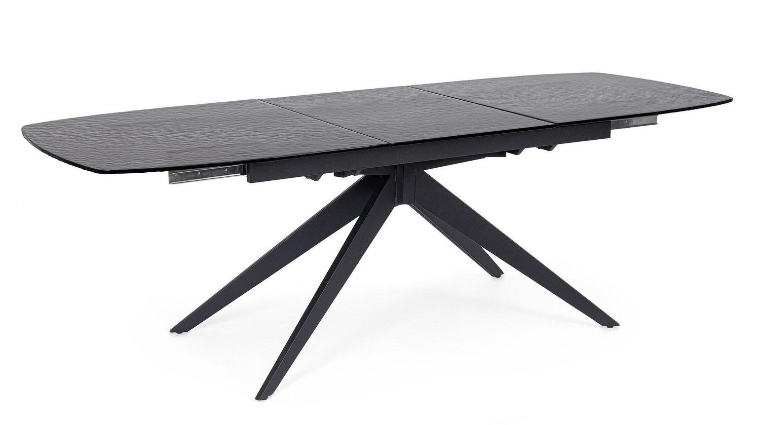 Natur24 Esstisch Anja Tisch 180-240 x 90 x 76 cm Stahl Glas Schwarz