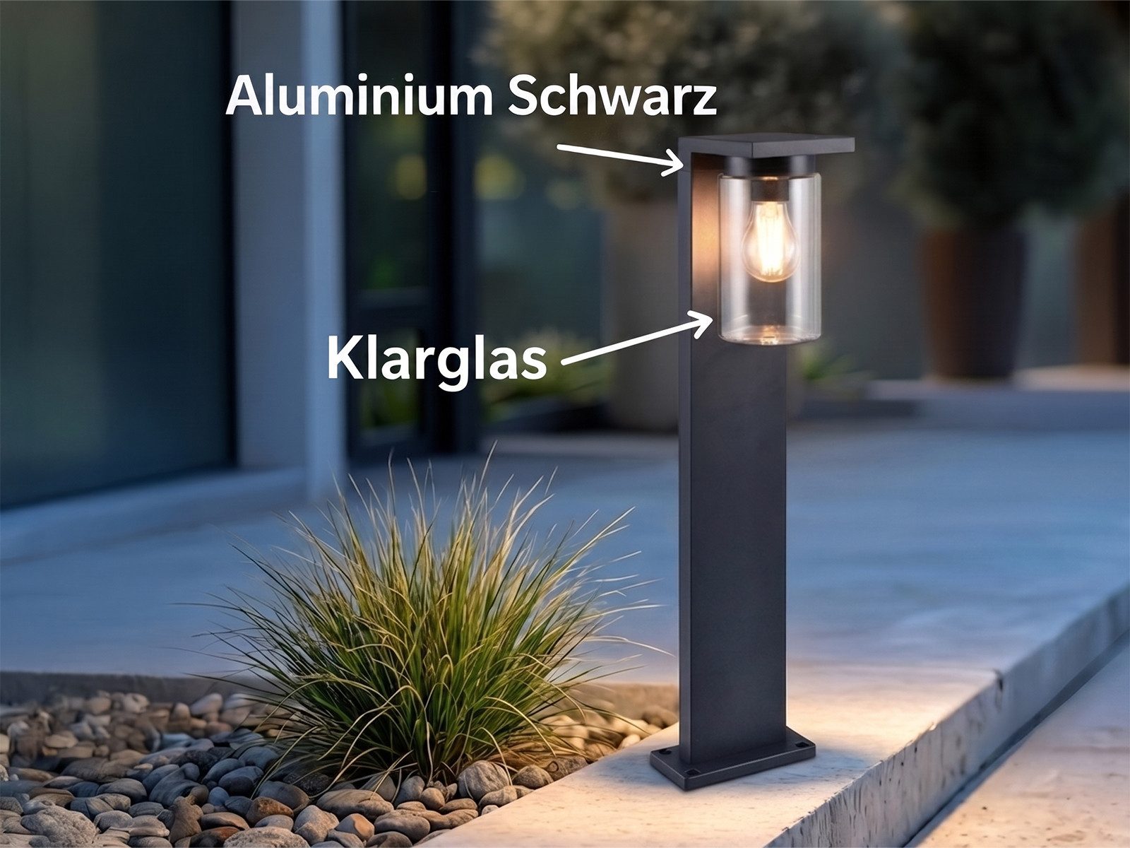TRIO Leuchten LED Pollerleuchte mit Dämmerungssensor, Höhe 65cm, Dämmerungssensor über Schalter an der Leuchte einstellbar, LED wechselbar, Warmweiß, Garten-Laterne Landhausstil, Wegbeleuchtung Außenleuchte inkl. E27 LED