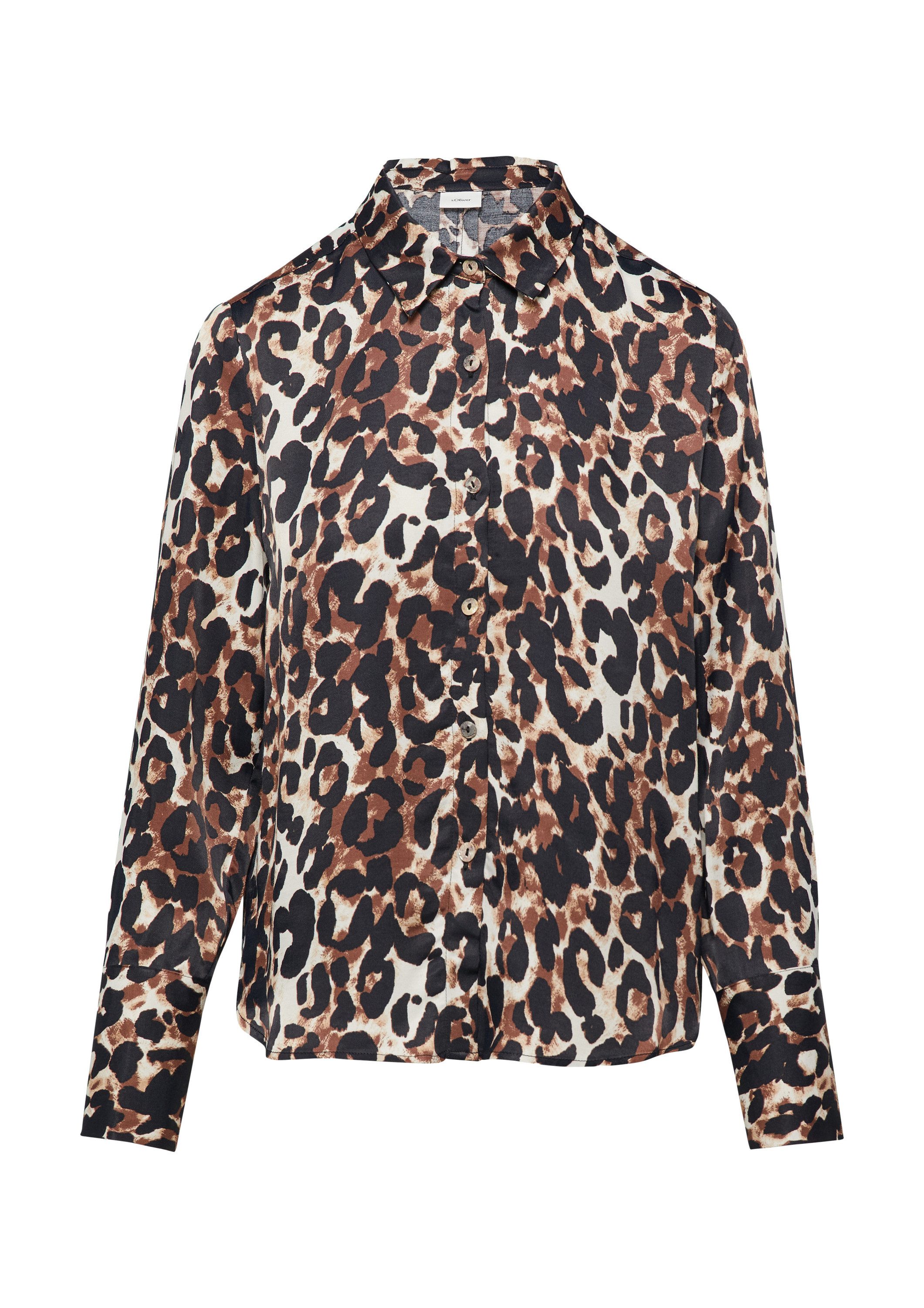 s.Oliver Langarmbluse Bluse Strukturierte Hemdbluse mit Leo-Print günstig online kaufen