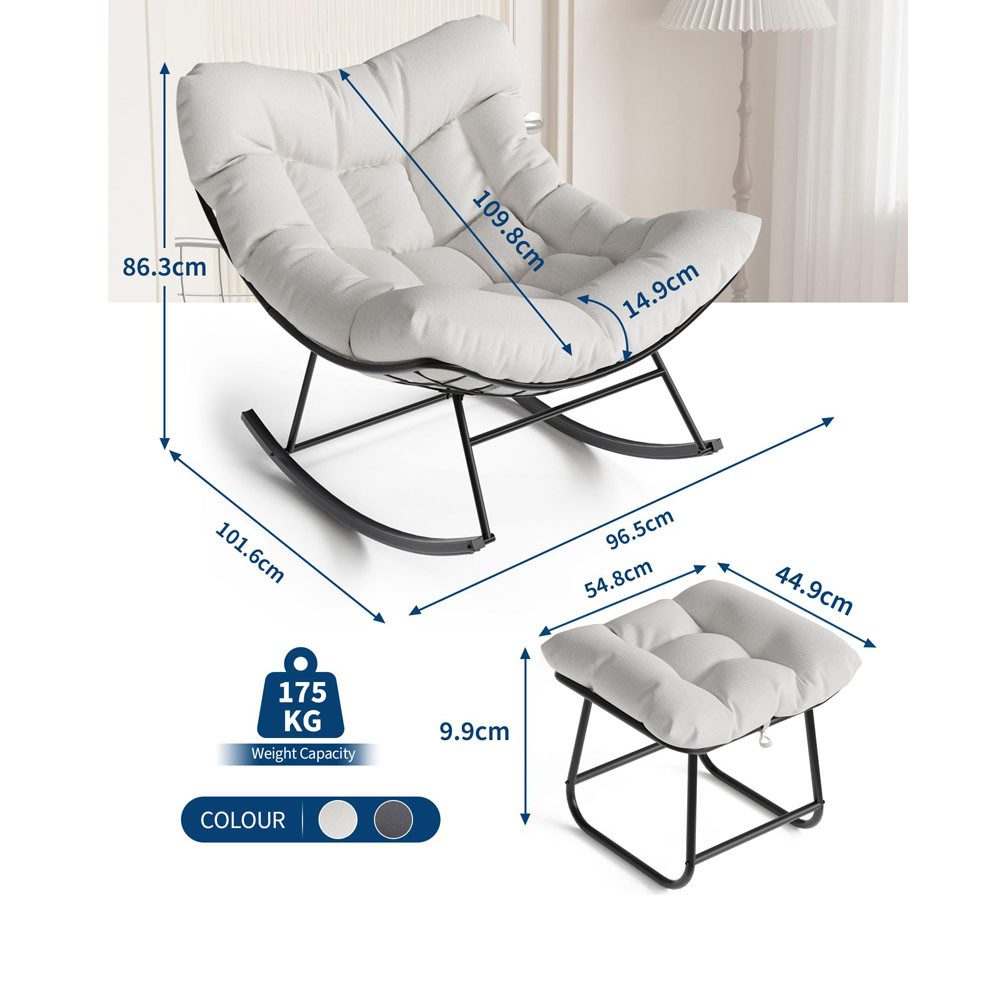 GarveeMore Schaukelsessel Grand Patio Outdoor Schaukelstuhl mit Fußhockel M günstig online kaufen