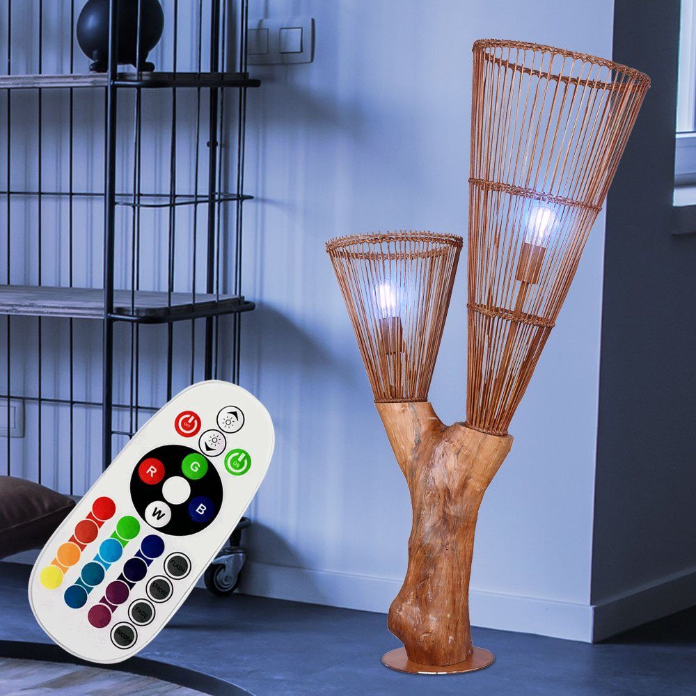 Stehlampe, Stehleuchte Holz Bambus Stehlampe im Baumstamm