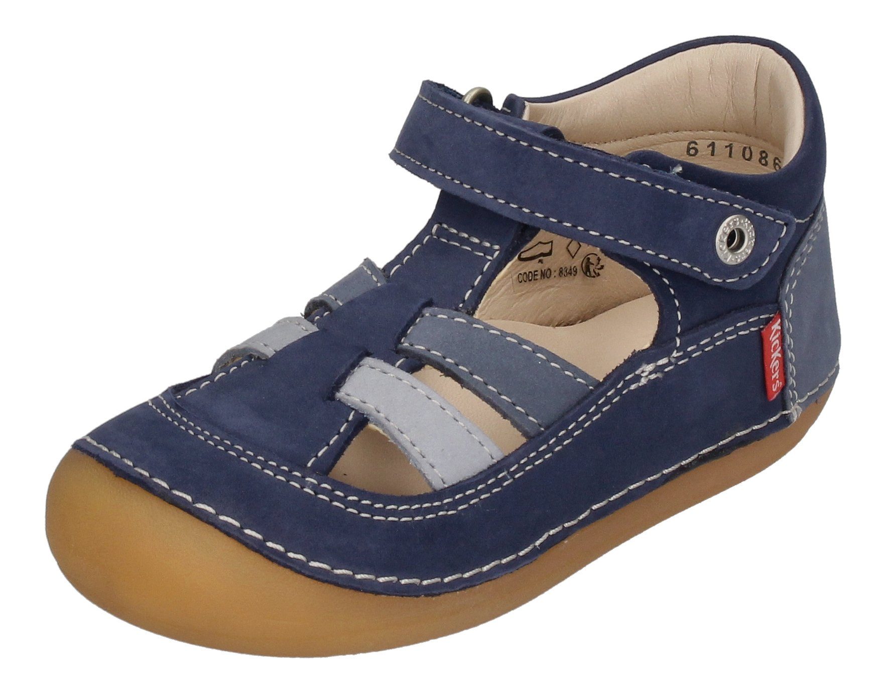 Schuhe Babyschuhe Jungen Kickers SUSHY 611086-10-53 Plateausandale Blau (Bleu Tricolore 53)