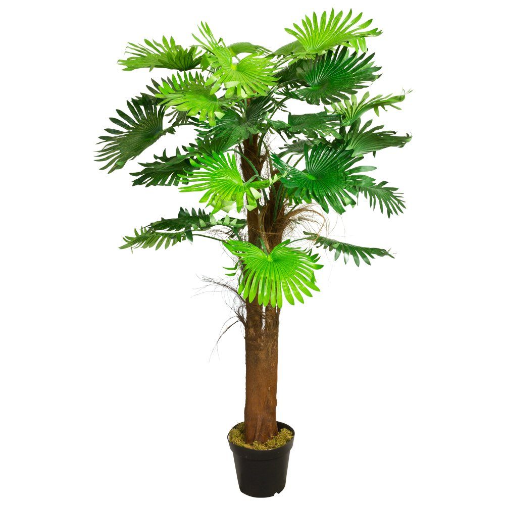 Kunstpflanze Palme Palmenbaum Fächerpalme Kunstpflanze Künstliche Pflanze 180cm Decovego, Decovego
